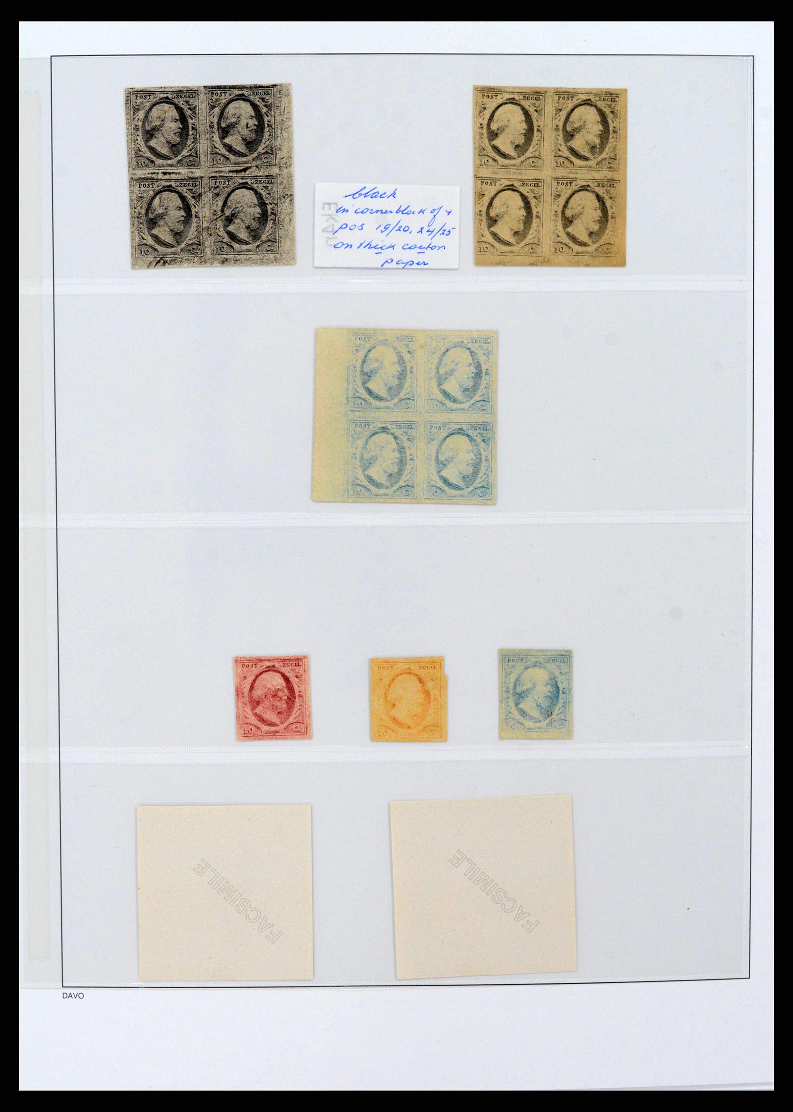 38400 0002 - Stamp collection 38400 Netherlands and Colonies proofs and specimen 1852