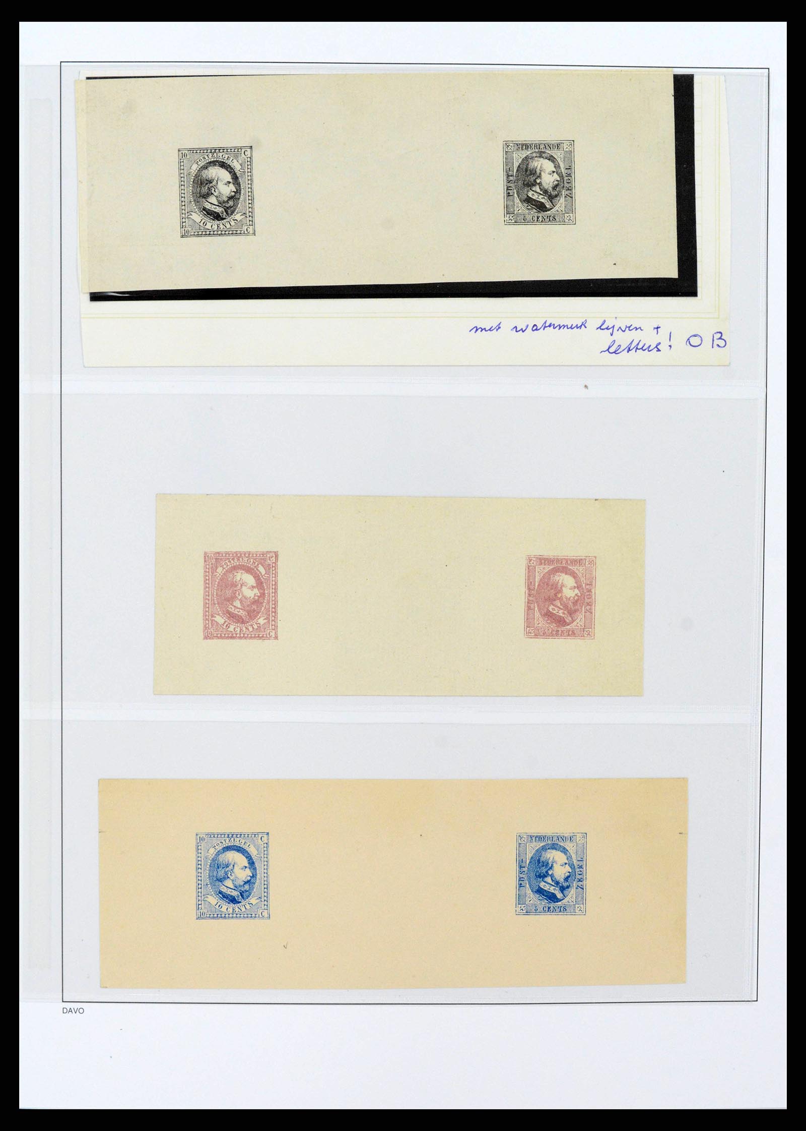 38400 0007 - Stamp collection 38400 Netherlands and Colonies proofs and specimen 1852