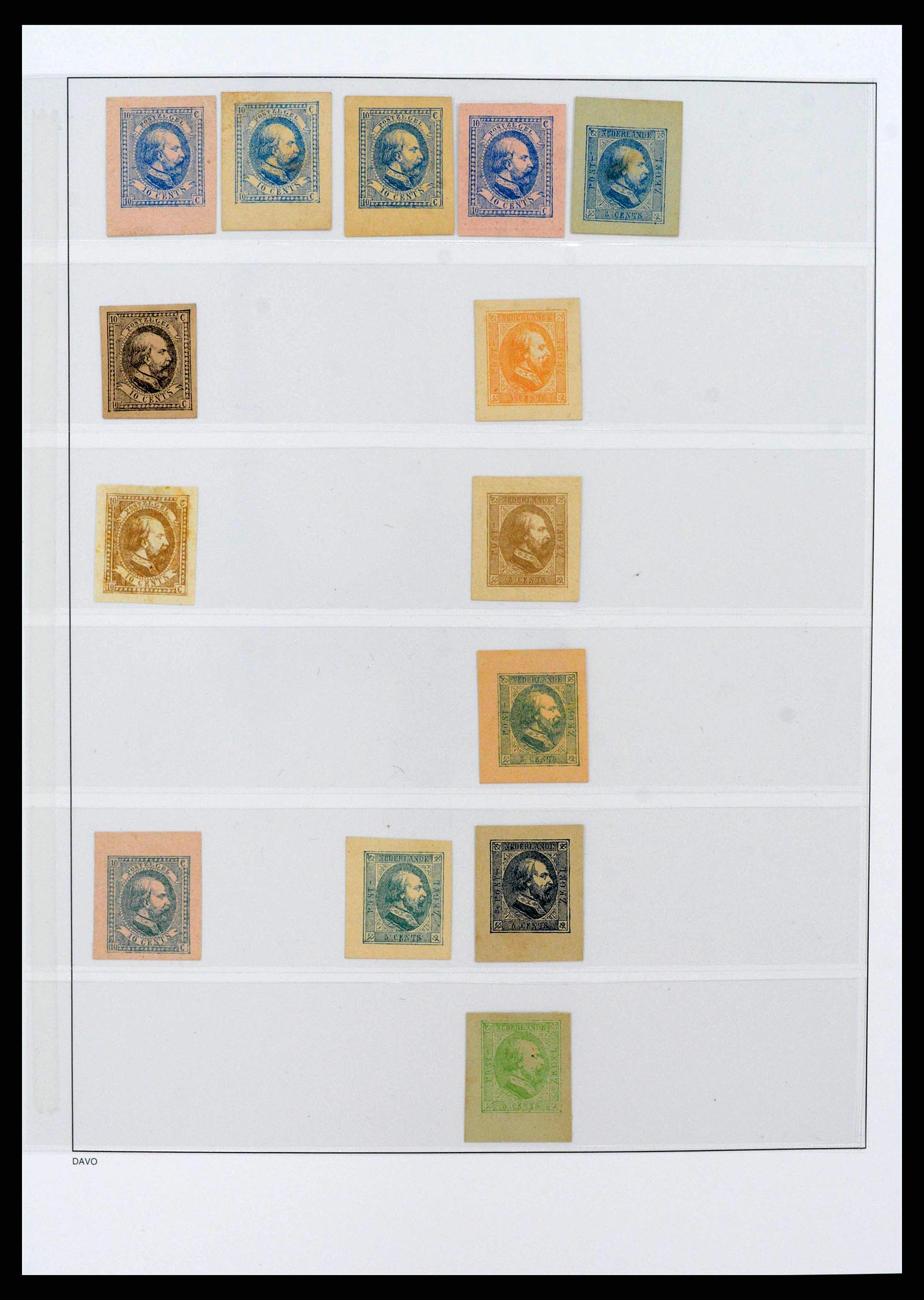 38400 0010 - Stamp collection 38400 Netherlands and Colonies proofs and specimen 1852