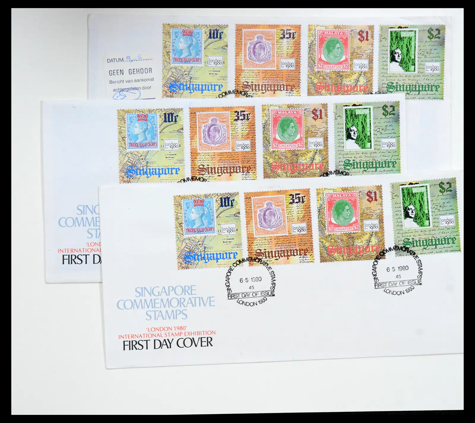 38432 0026 - Postzegelverzameling 38432 Singapore FDC's 1970-2005.