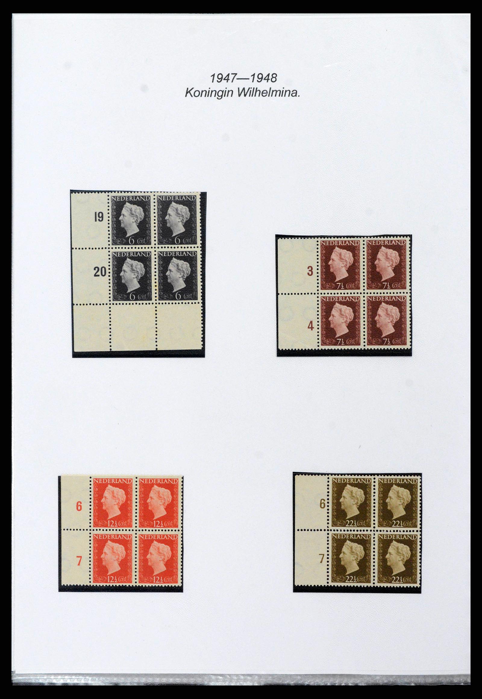 38454 0018 - Stamp collection 38454 Netherlands blocks of 4 1899-2001.