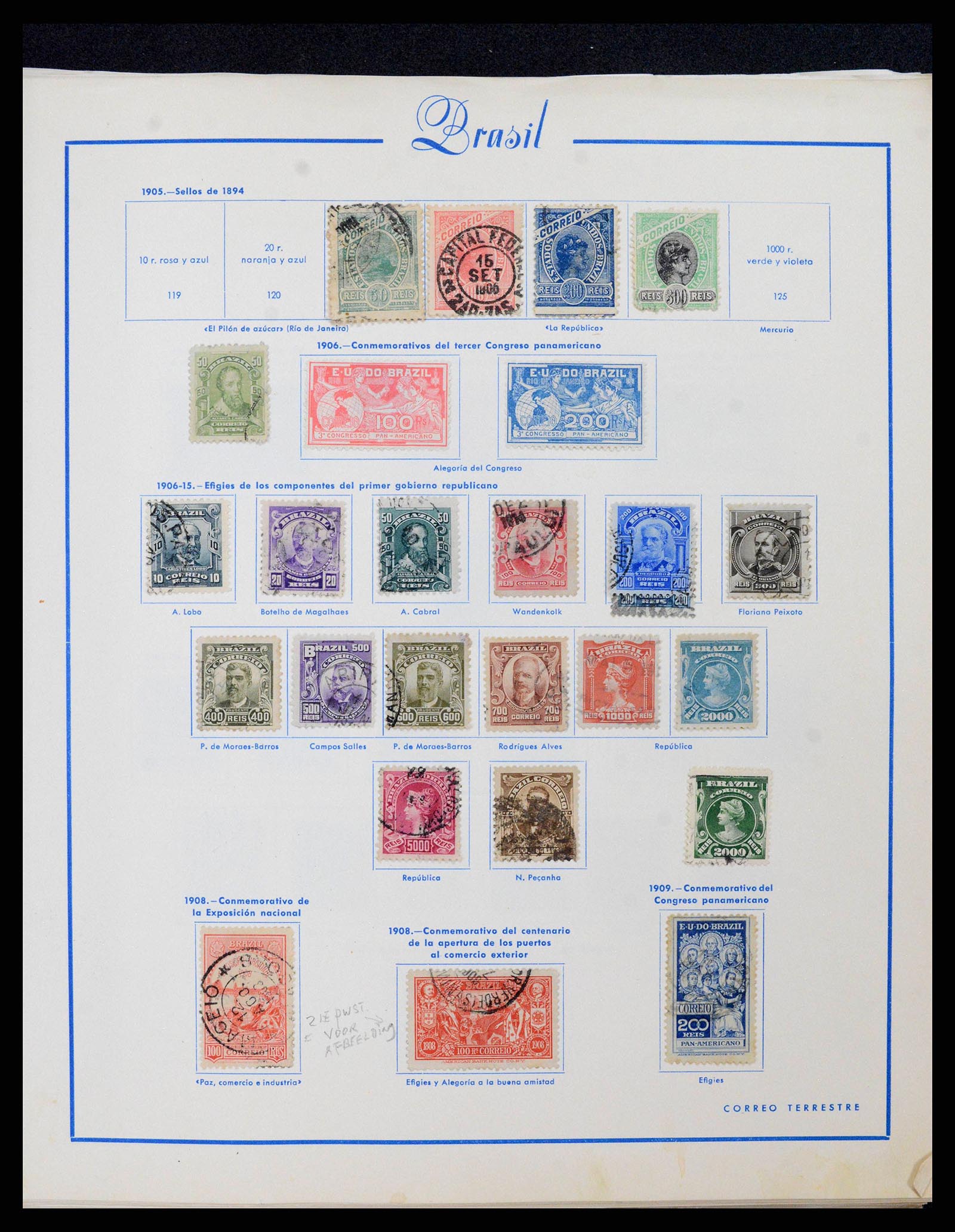 38455 0009 - Postzegelverzameling 38455 Brazilië 1843-1990.