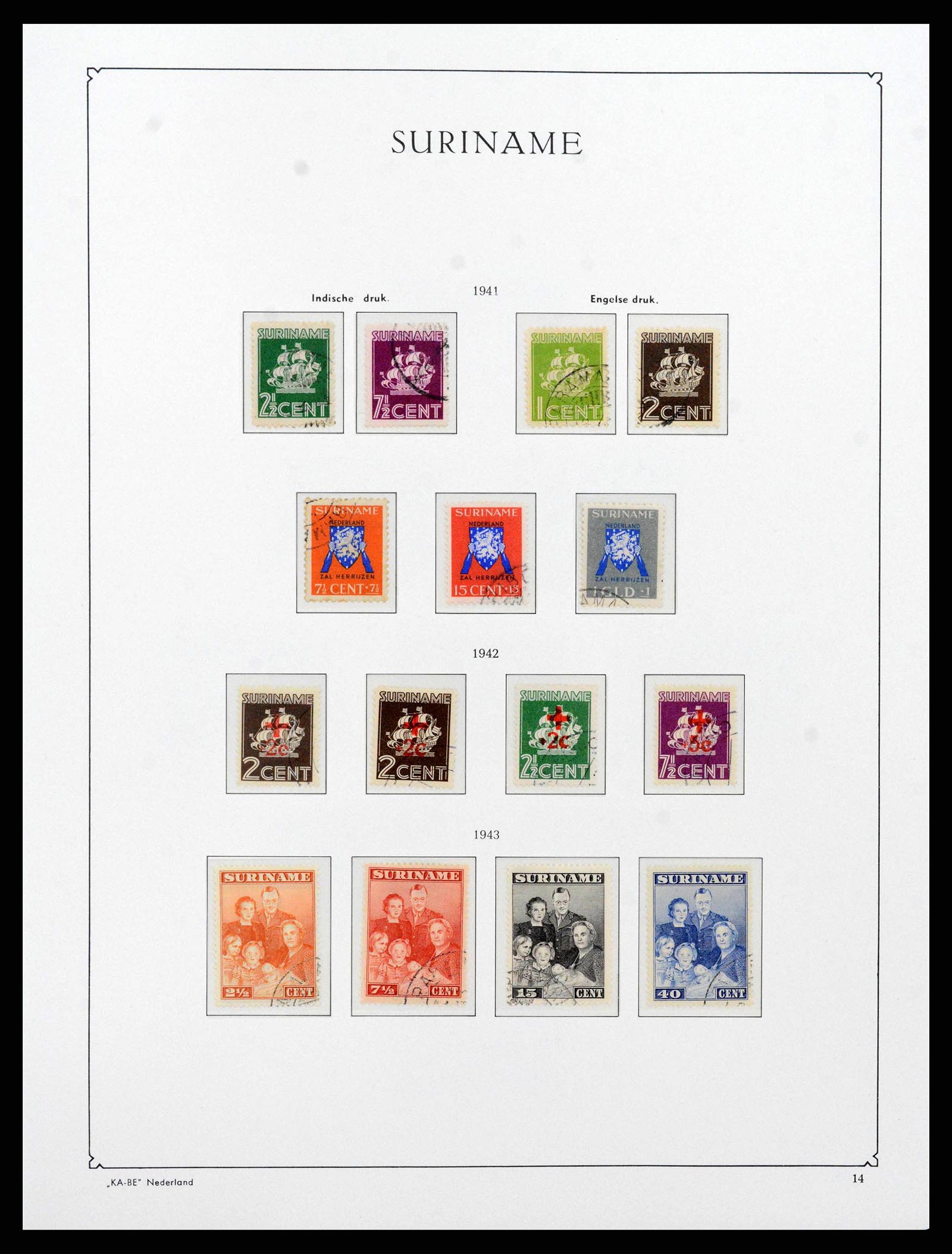 38465 0014 - Postzegelverzameling 38465 Suriname 1873-1975.