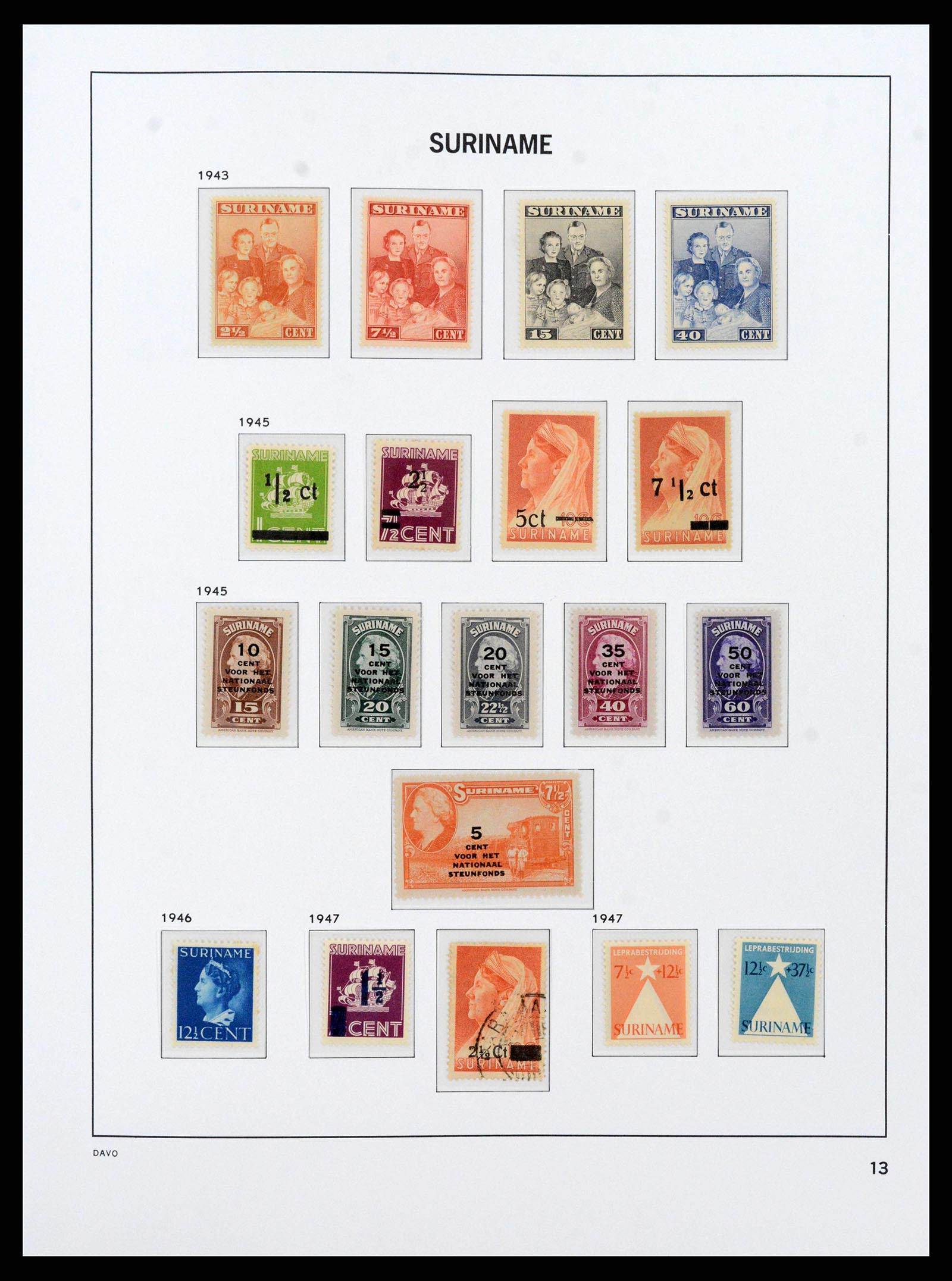 38466 0013 - Postzegelverzameling 38466 Suriname 1873-1975.