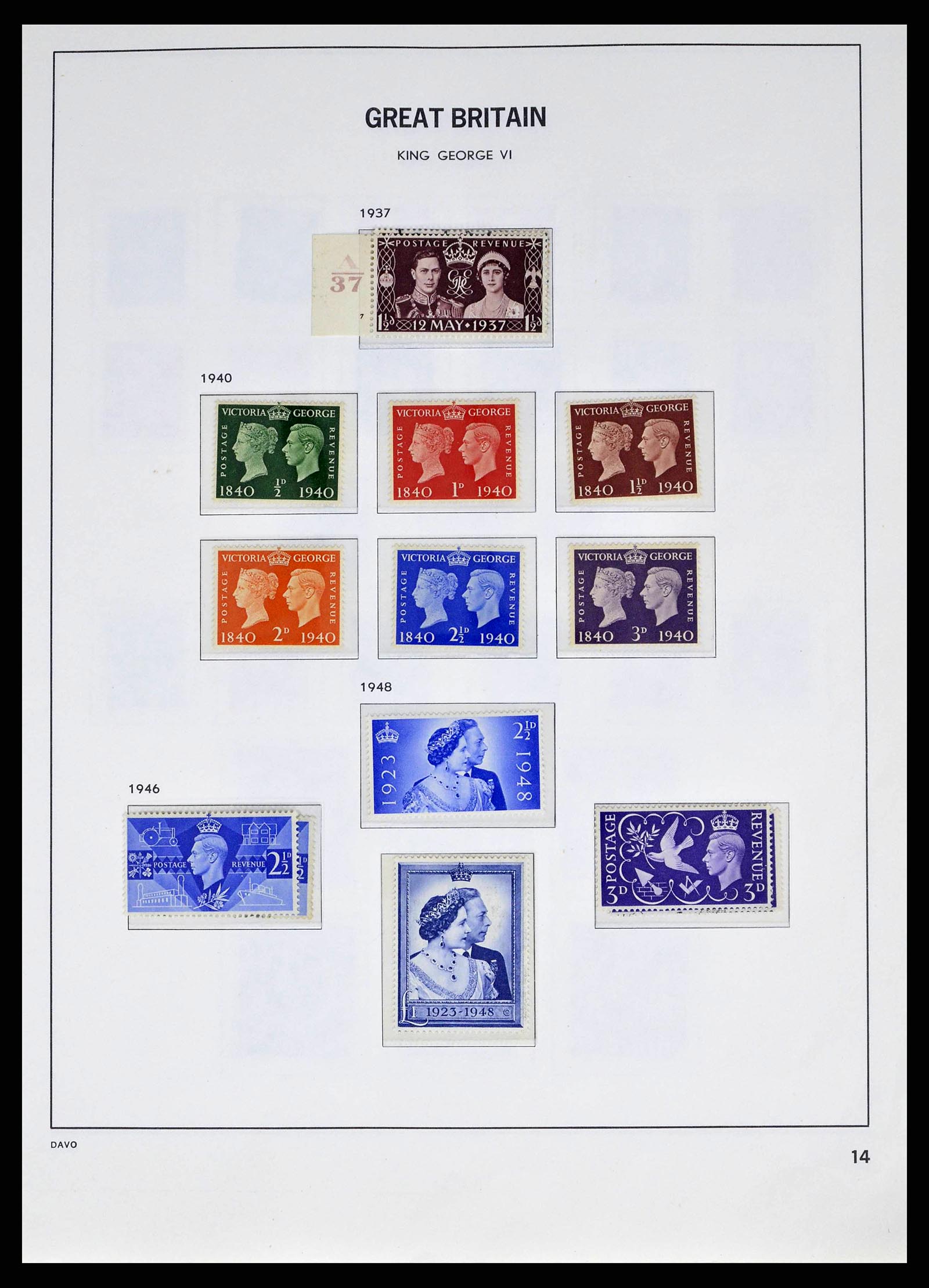 38476 0014 - Stamp collection 38476 Great Britain 1840-1952.
