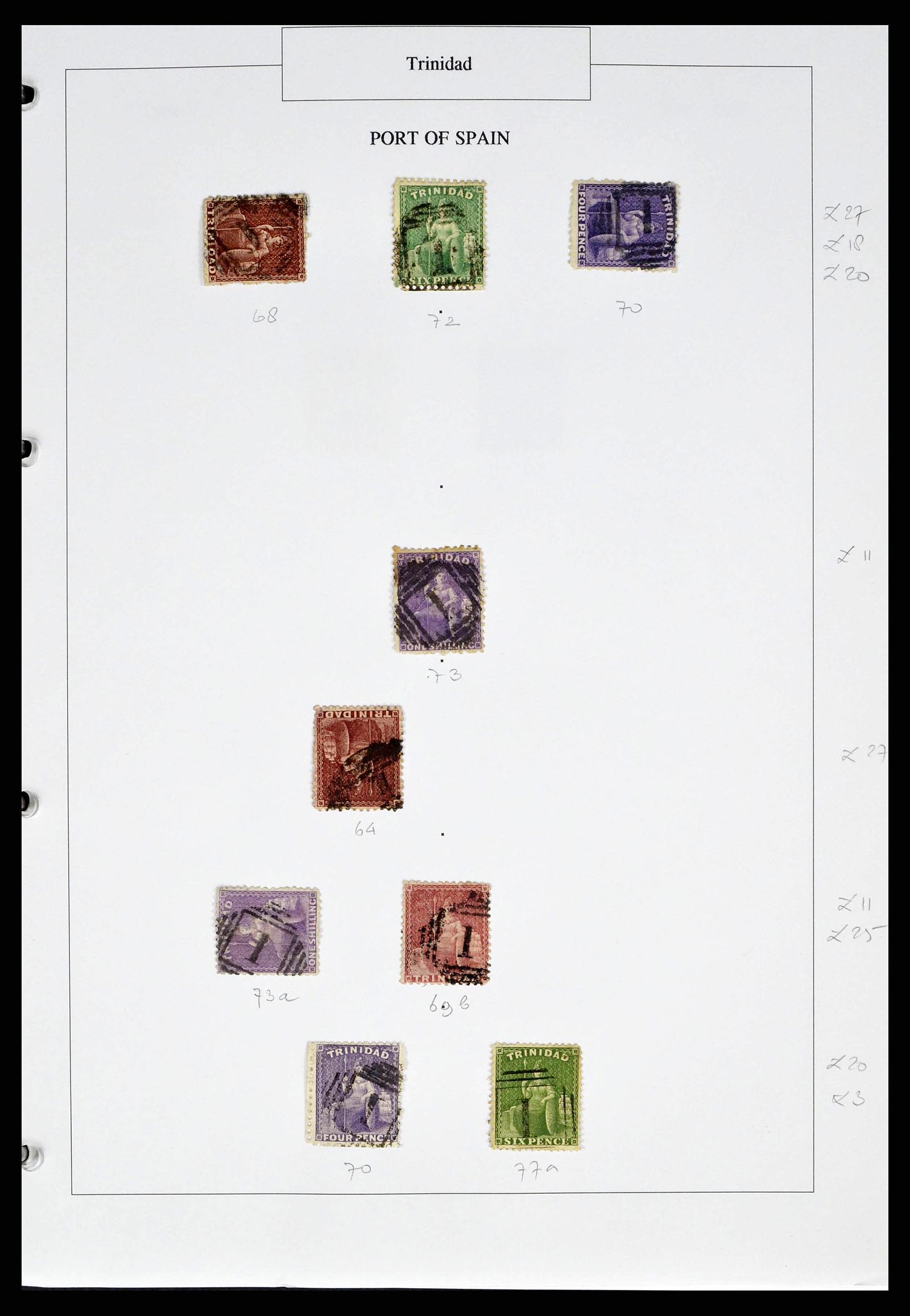 38481 0001 - Stamp collection 38481 Trinidad and Tobago cancels 1859-1960.