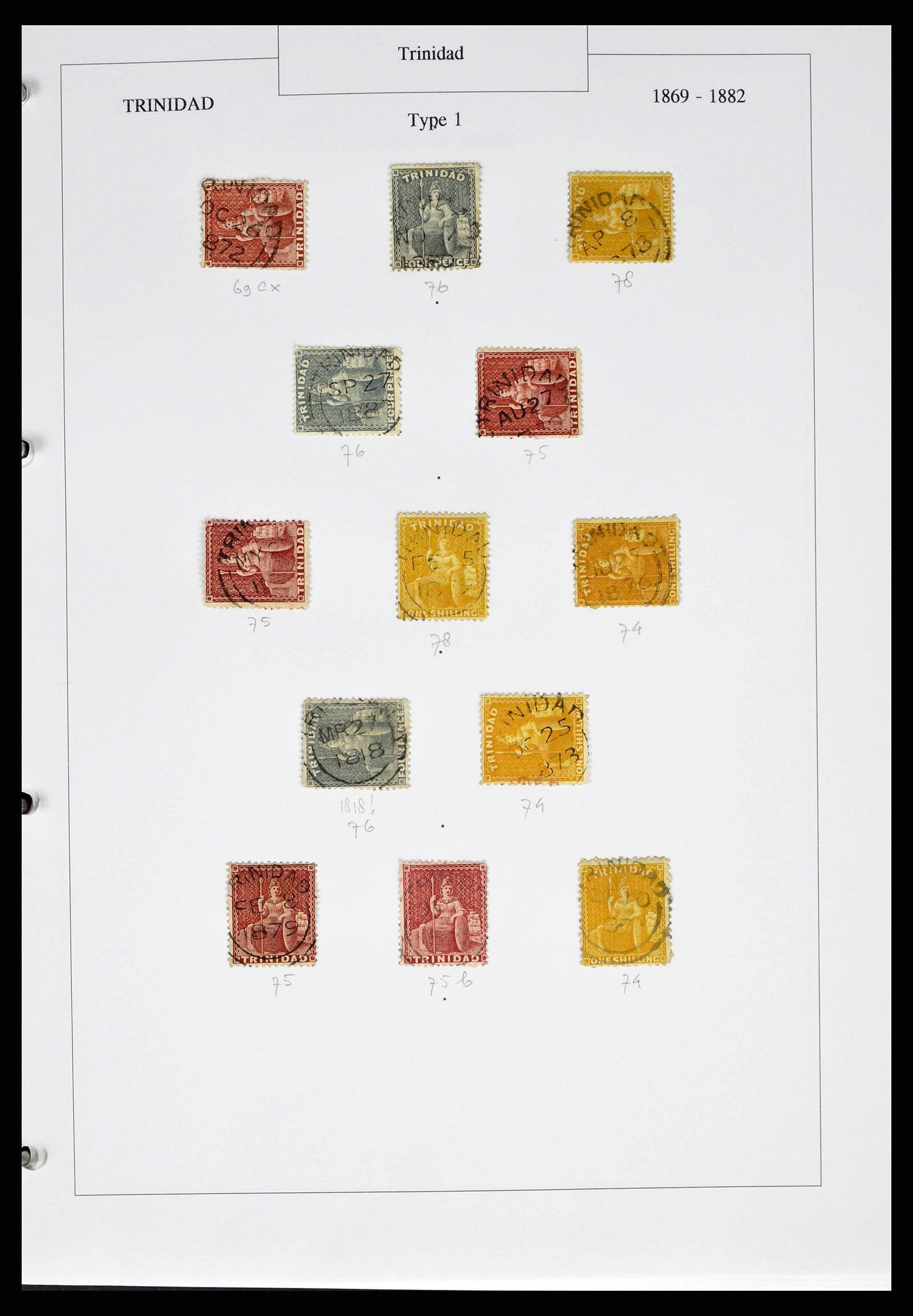 38481 0003 - Postzegelverzameling 38481 Trinidad en Tobago stempels 1859-1960.