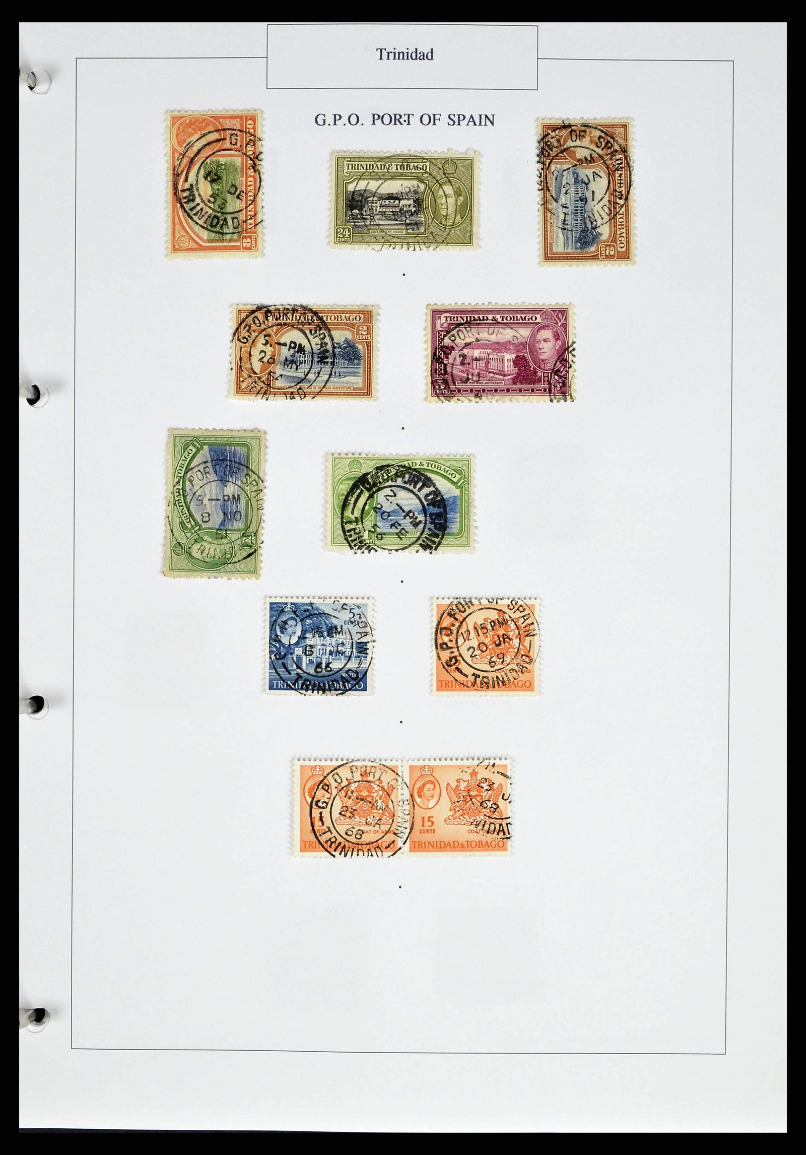 38481 0014 - Postzegelverzameling 38481 Trinidad en Tobago stempels 1859-1960.
