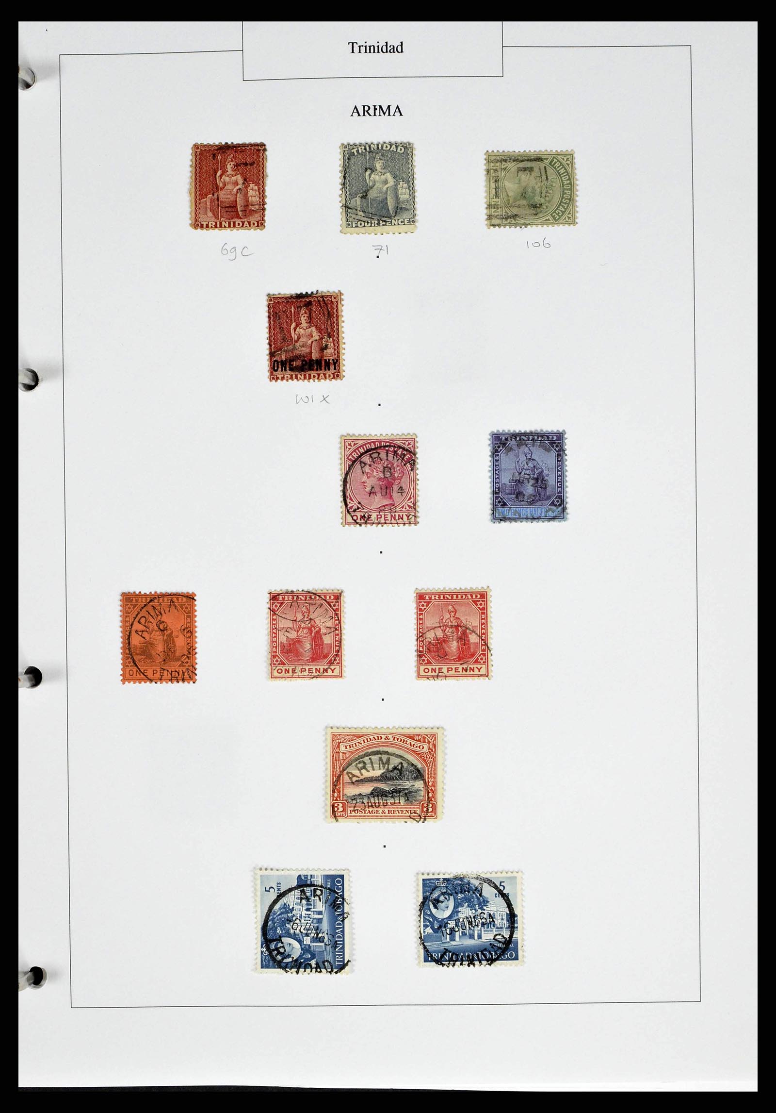 38481 0015 - Stamp collection 38481 Trinidad and Tobago cancels 1859-1960.