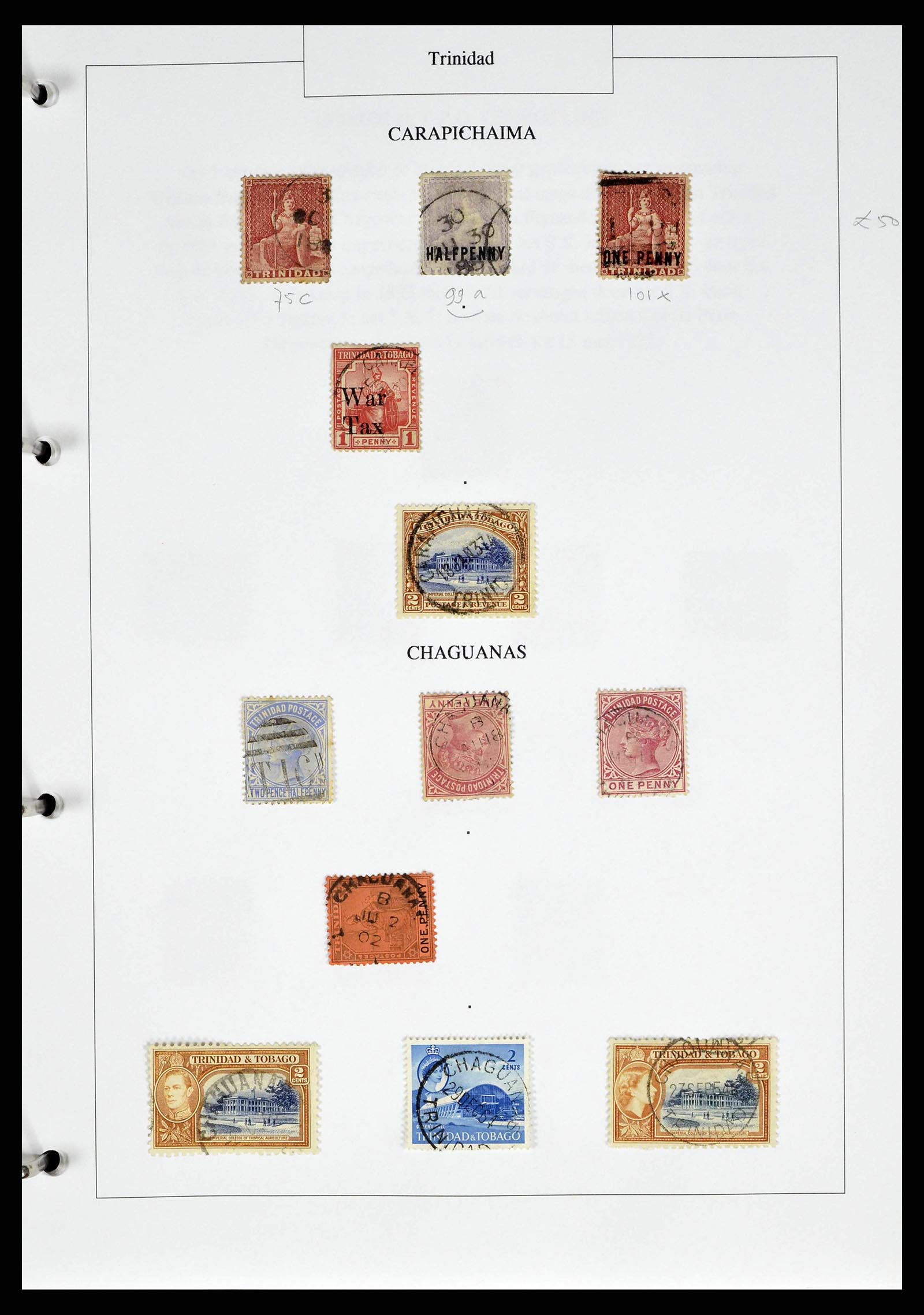 38481 0019 - Stamp collection 38481 Trinidad and Tobago cancels 1859-1960.