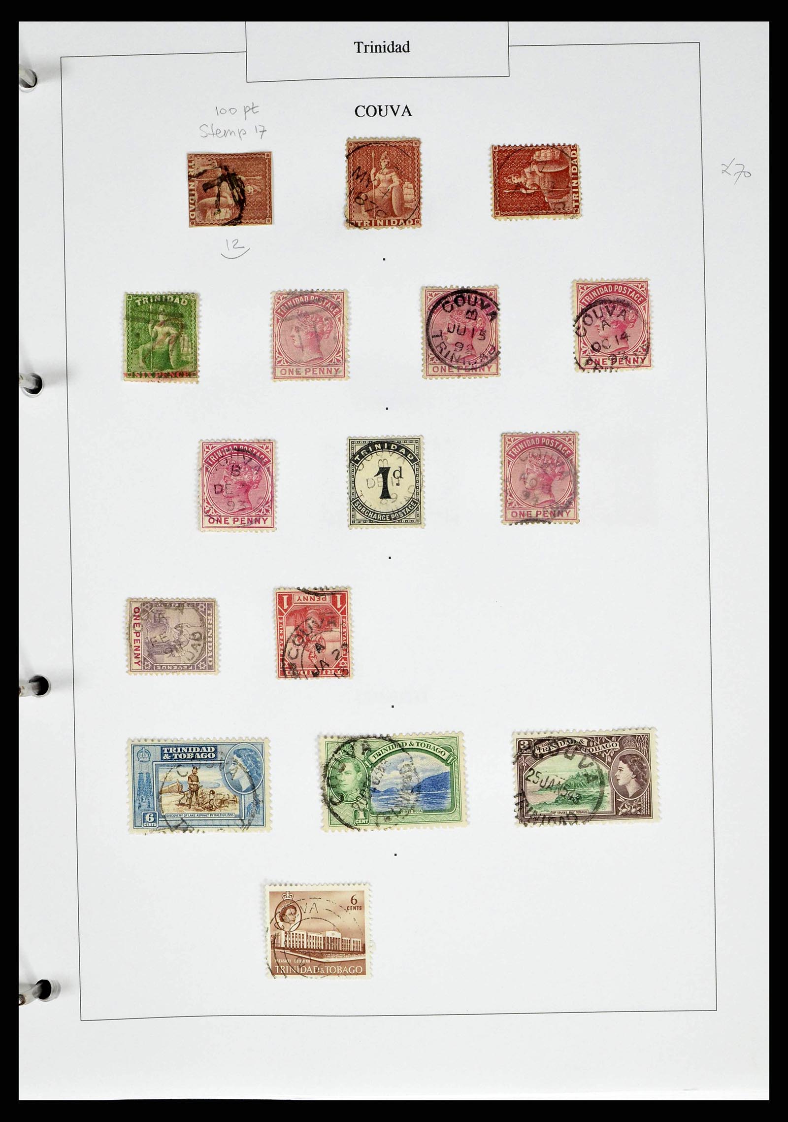38481 0023 - Stamp collection 38481 Trinidad and Tobago cancels 1859-1960.
