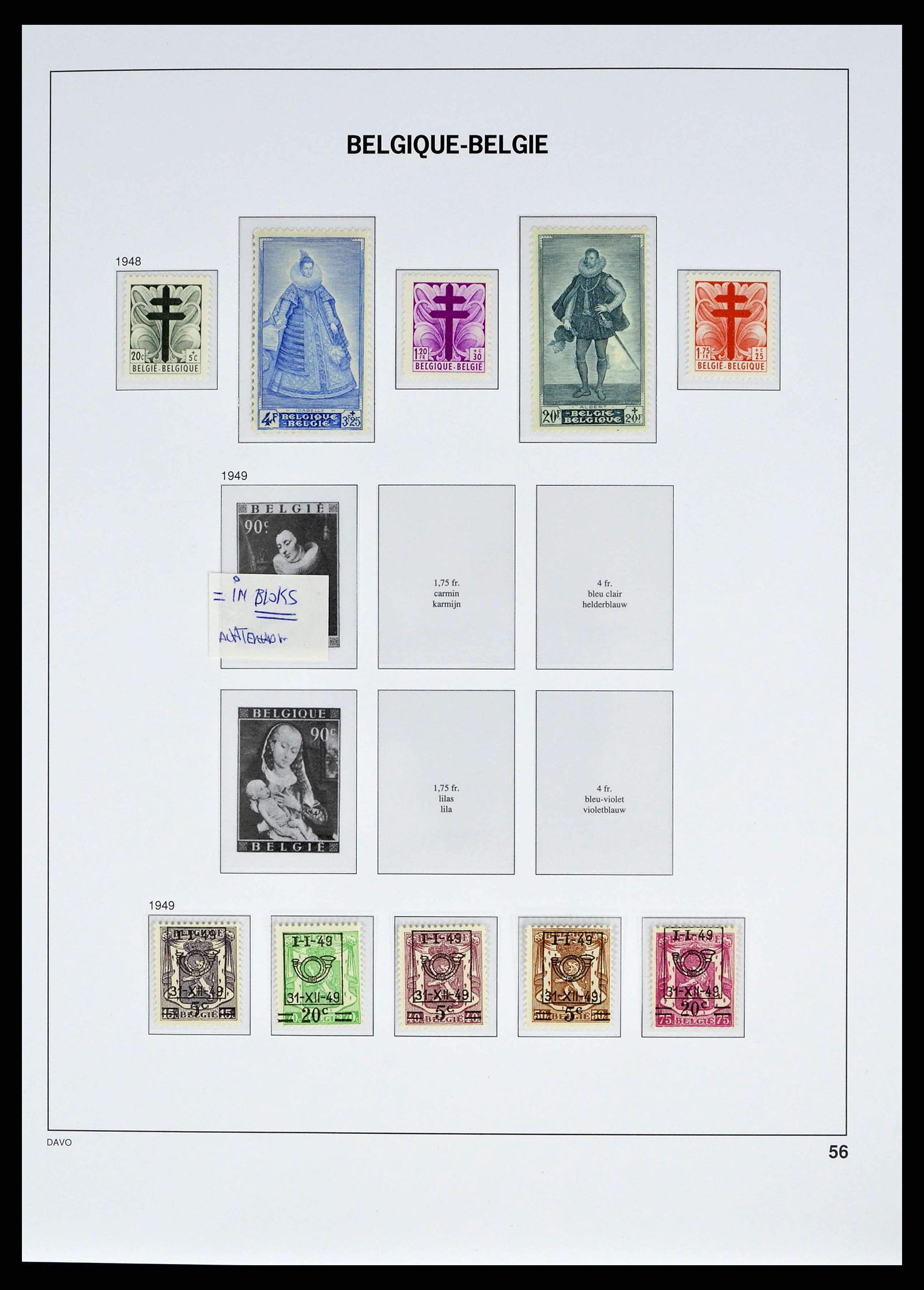 38525 0053 - Postzegelverzameling 38525 België 1911-1961.