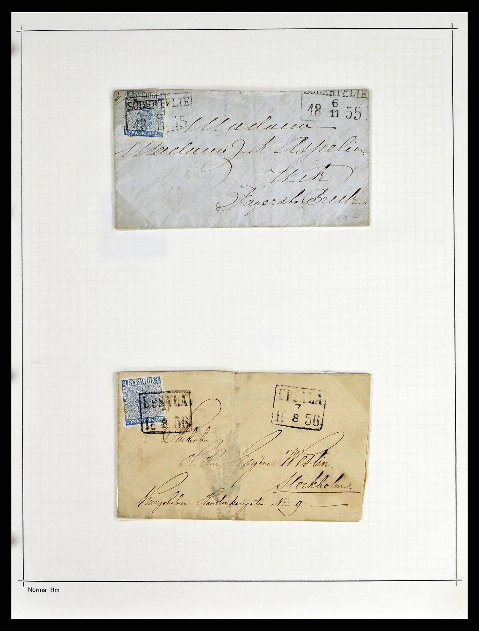 38533 0003 - Stamp collection 38533 Sweden 1855-1872.