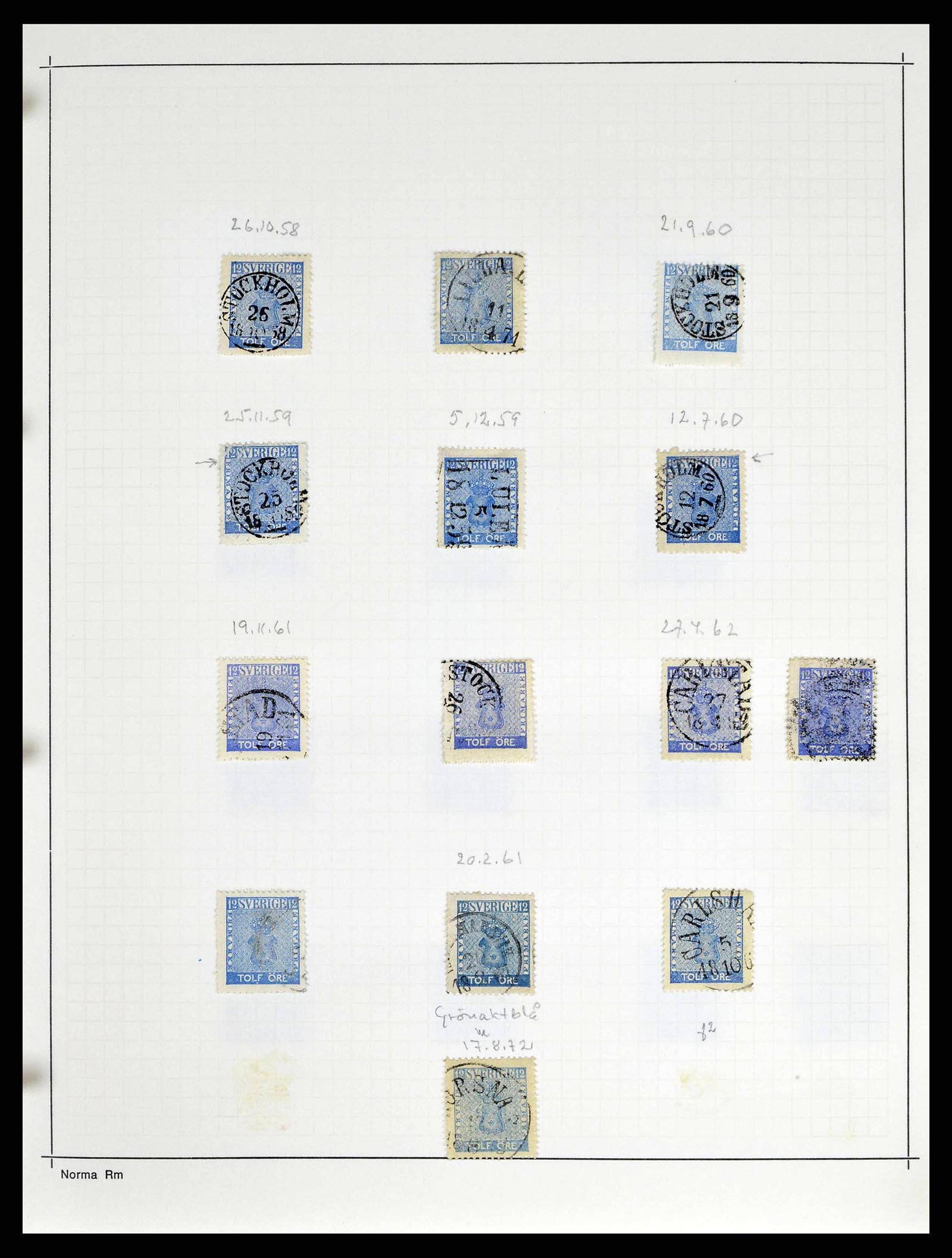 38533 0010 - Stamp collection 38533 Sweden 1855-1872.