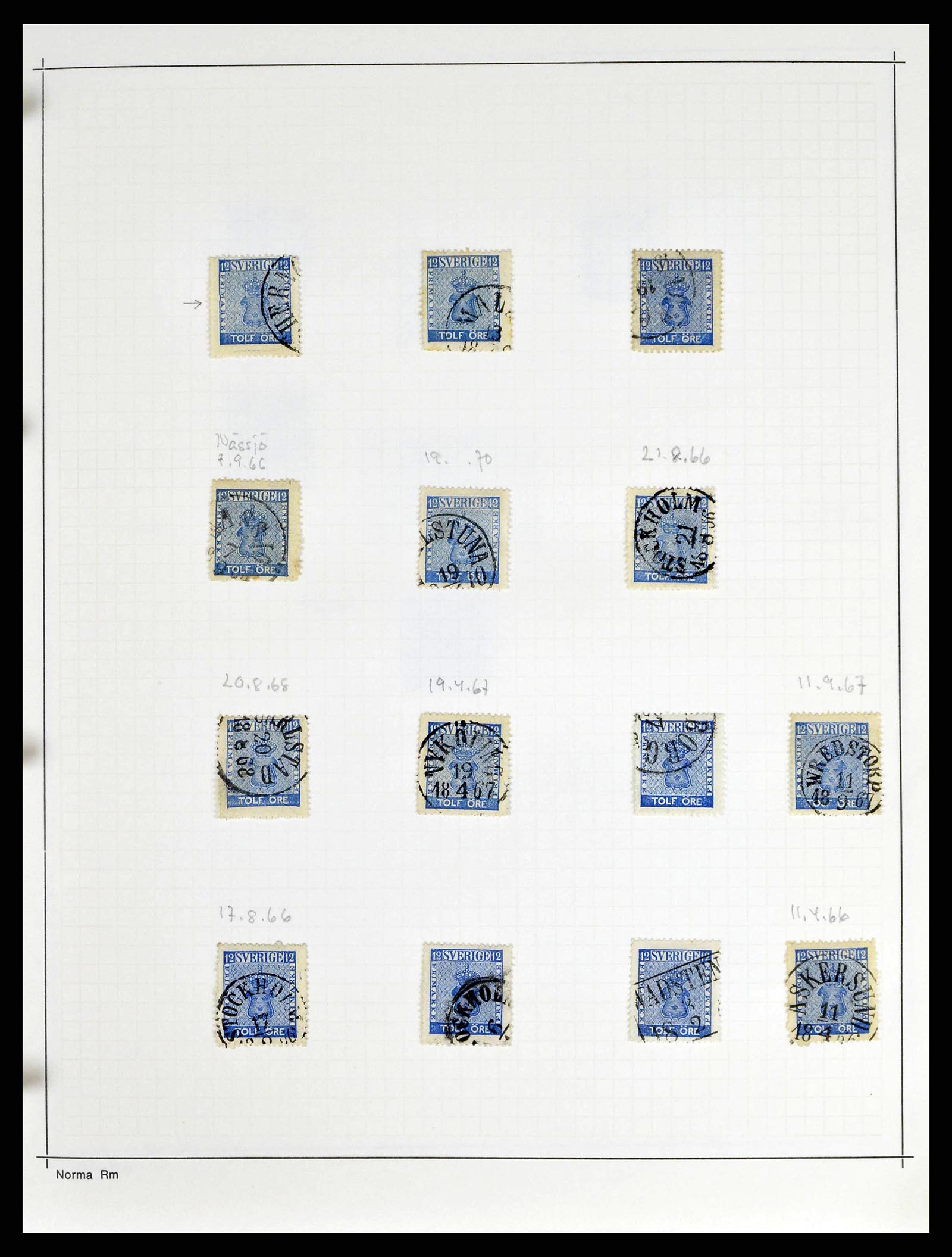 38533 0011 - Postzegelverzameling 38533 Zweden 1855-1872.