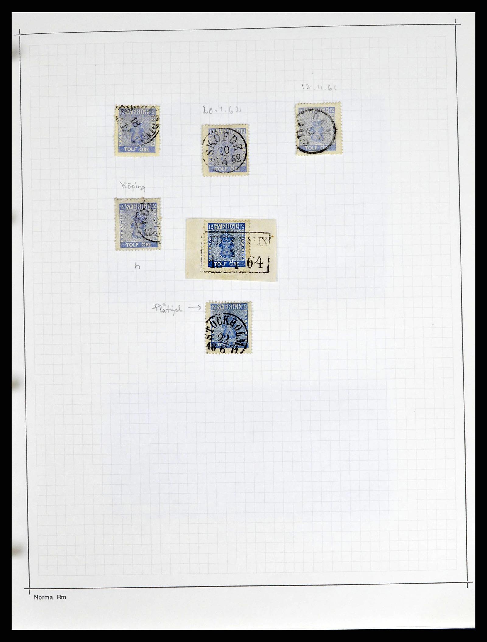 38533 0012 - Stamp collection 38533 Sweden 1855-1872.