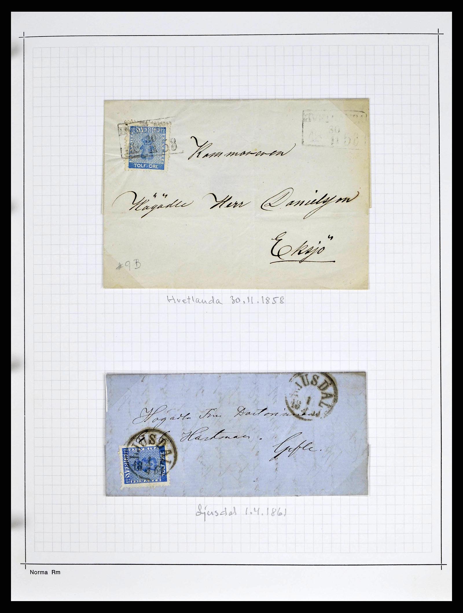 38533 0013 - Stamp collection 38533 Sweden 1855-1872.