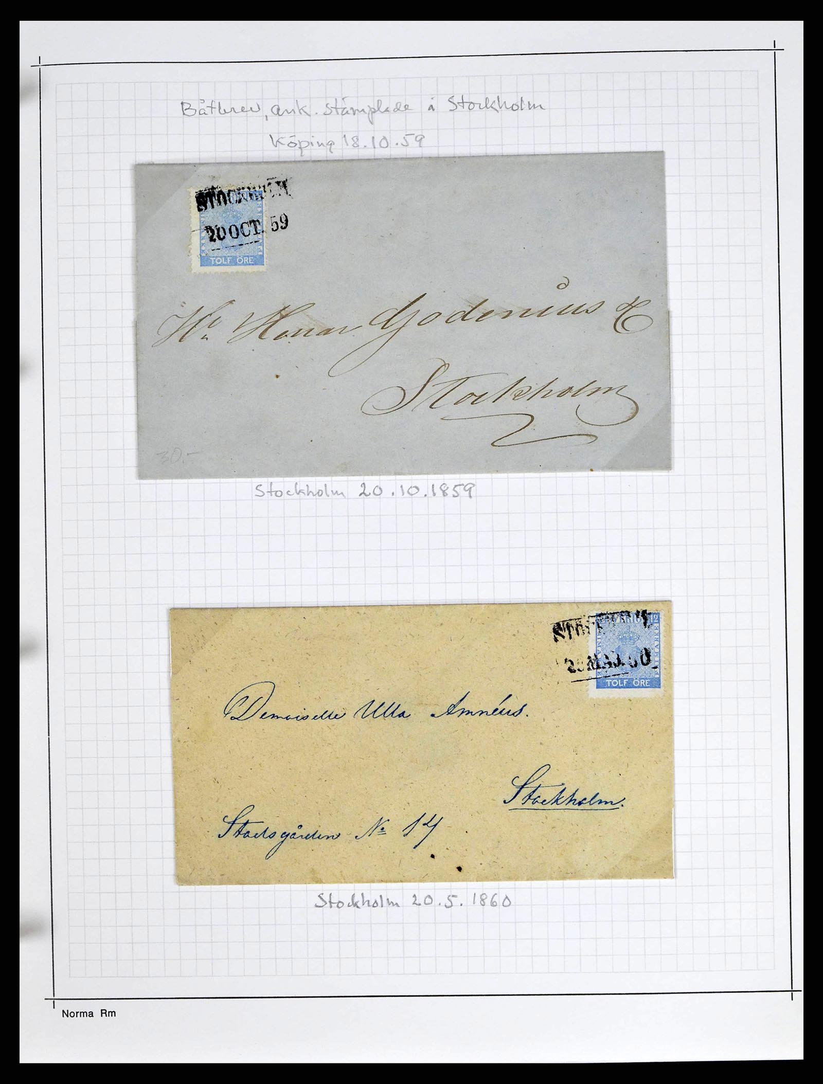 38533 0014 - Postzegelverzameling 38533 Zweden 1855-1872.
