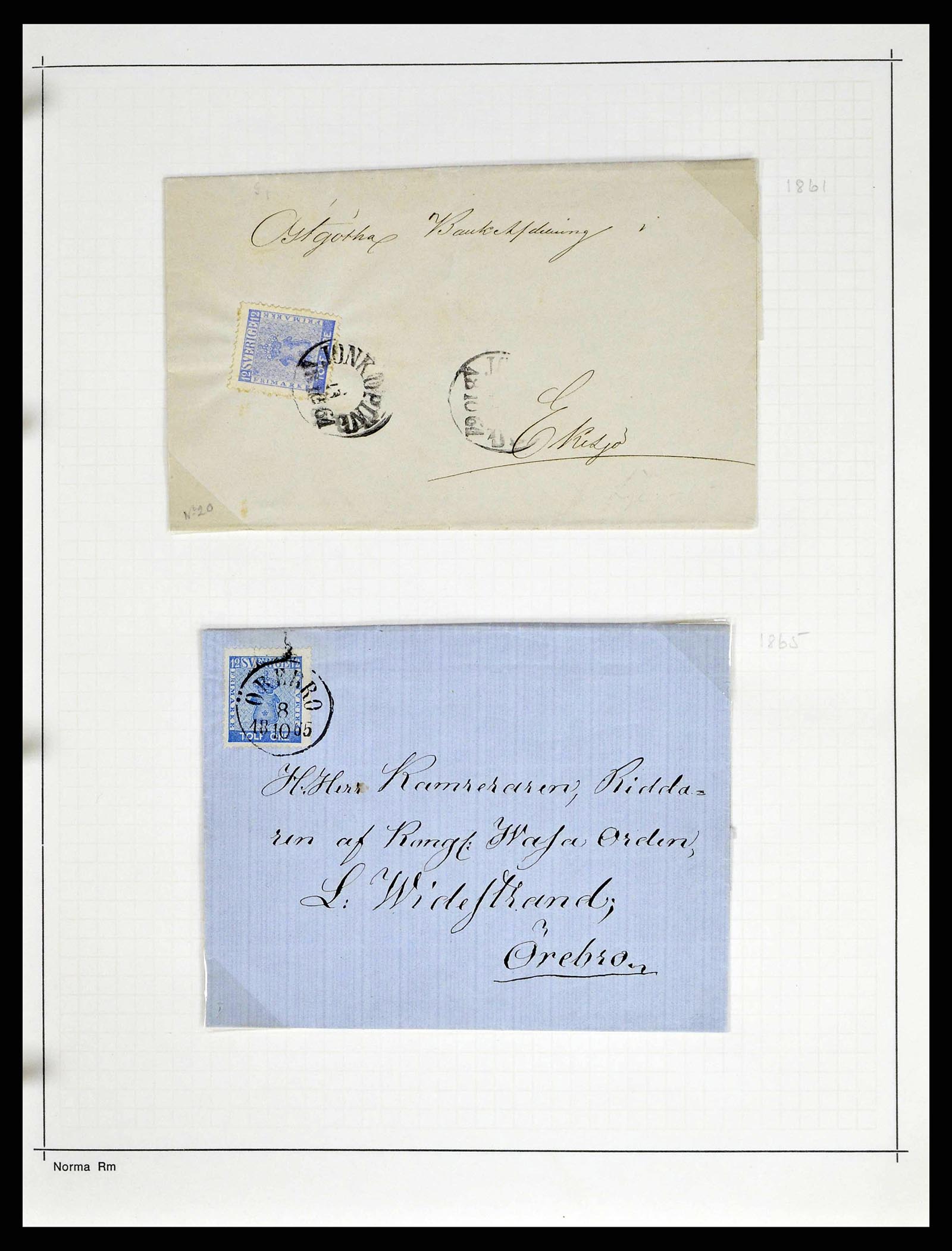 38533 0016 - Postzegelverzameling 38533 Zweden 1855-1872.