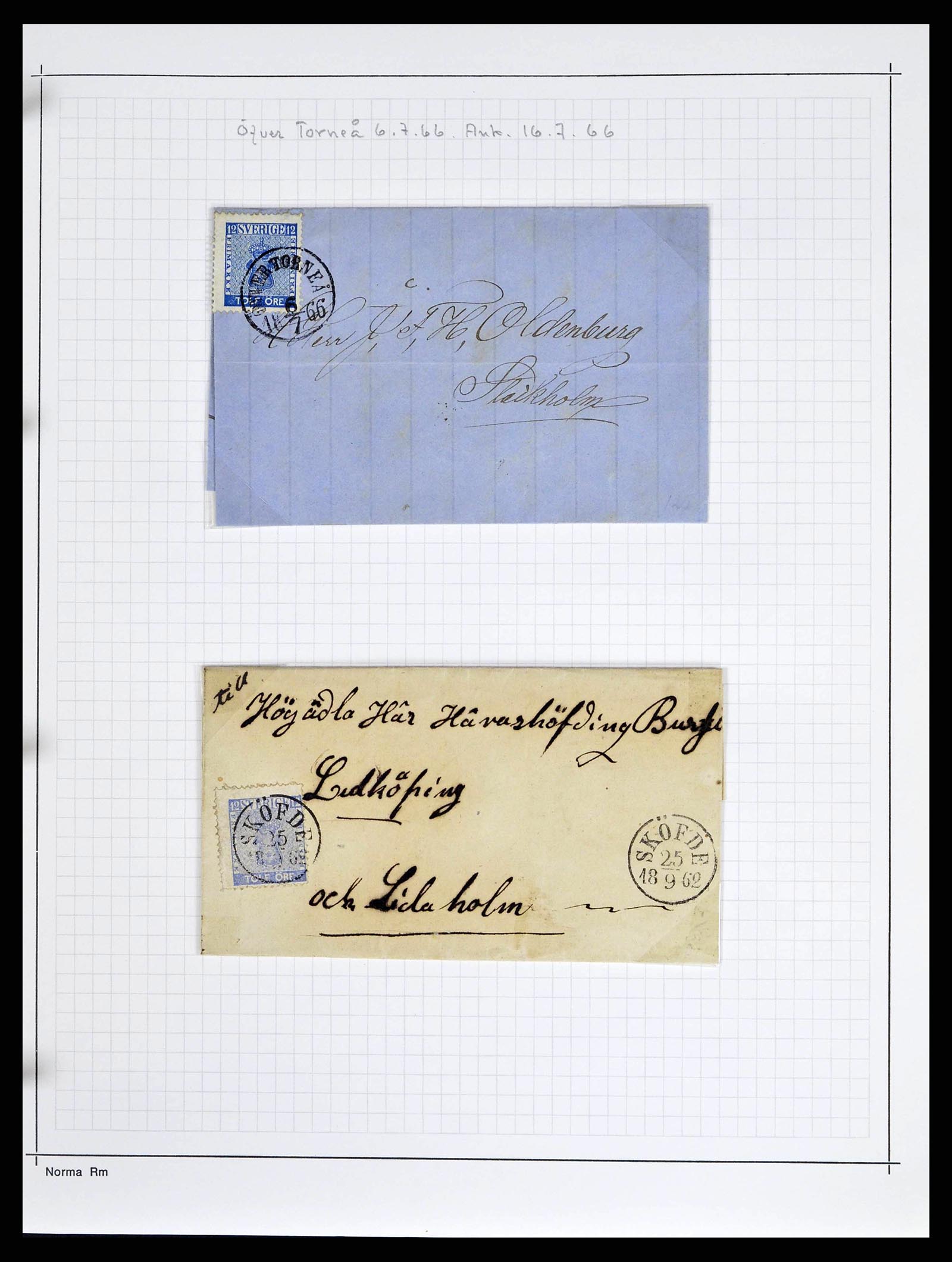 38533 0017 - Stamp collection 38533 Sweden 1855-1872.