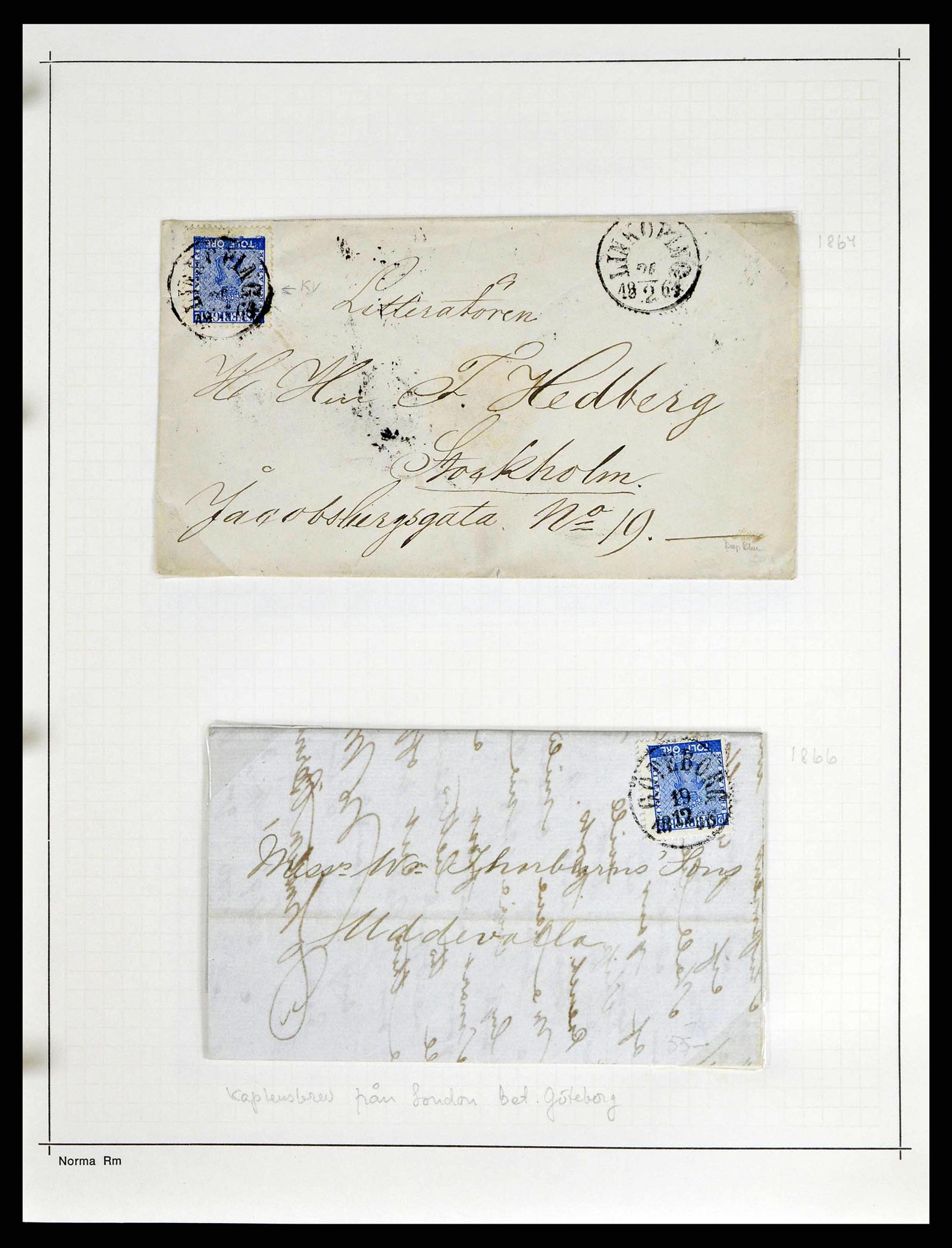 38533 0018 - Stamp collection 38533 Sweden 1855-1872.