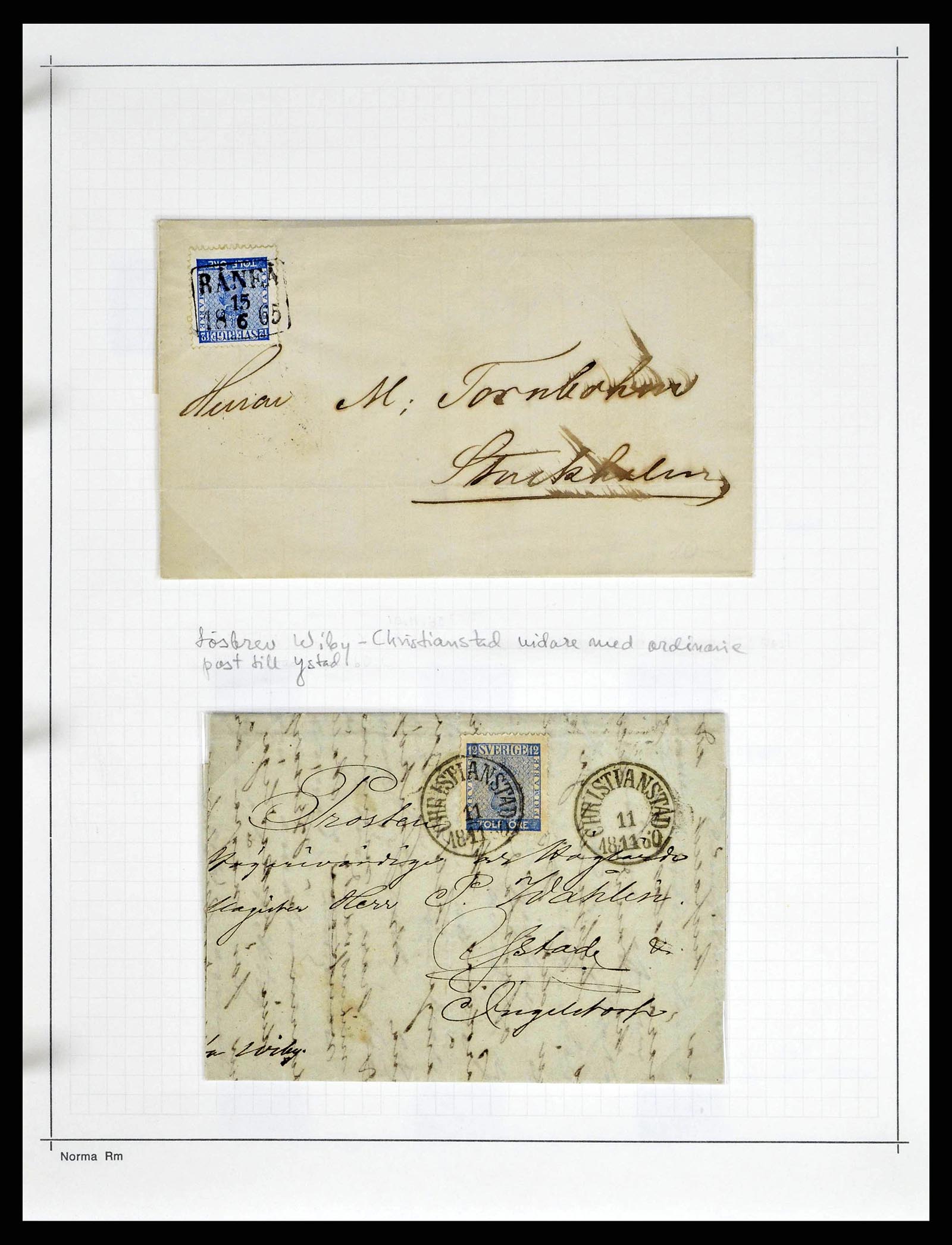 38533 0021 - Stamp collection 38533 Sweden 1855-1872.