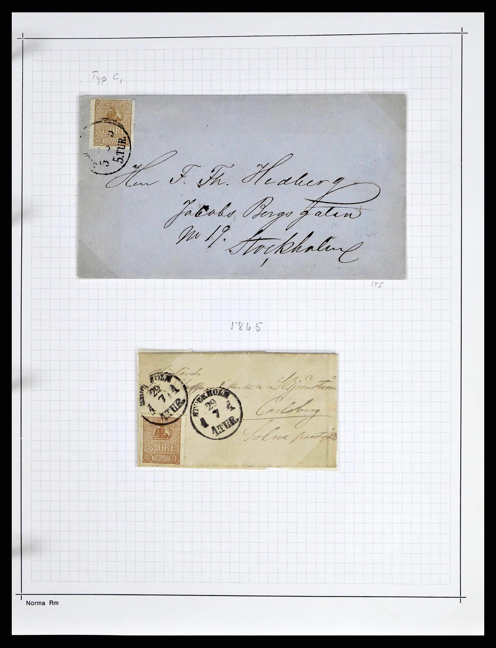 38533 0029 - Postzegelverzameling 38533 Zweden 1855-1872.