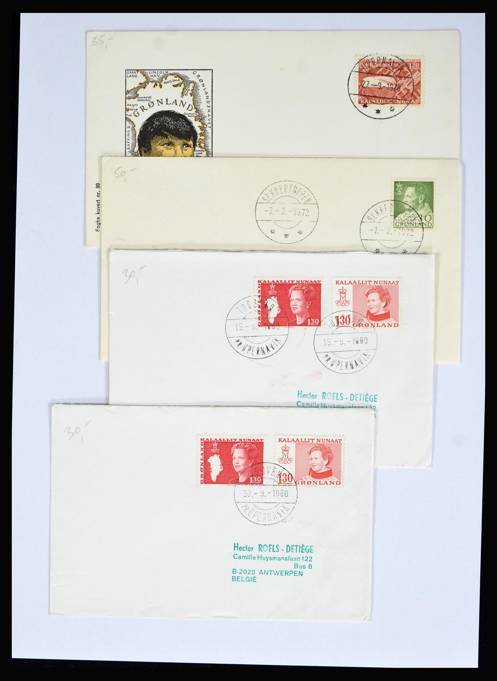 38547 0014 - Postzegelverzameling 38547 Groenland/Faeroer 1919-1990.