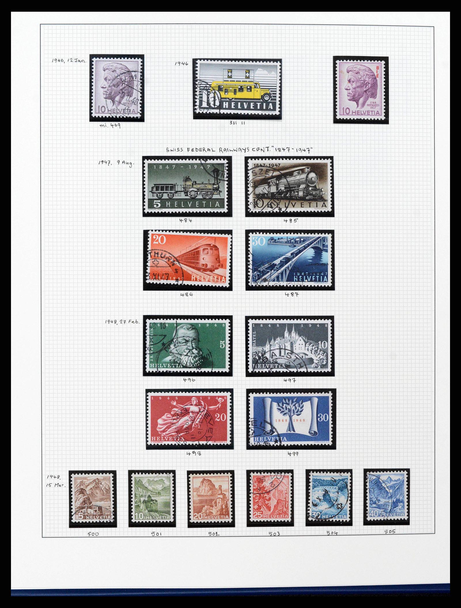 38558 0023 - Stamp collection 38558 Switzerland 1854-1960.