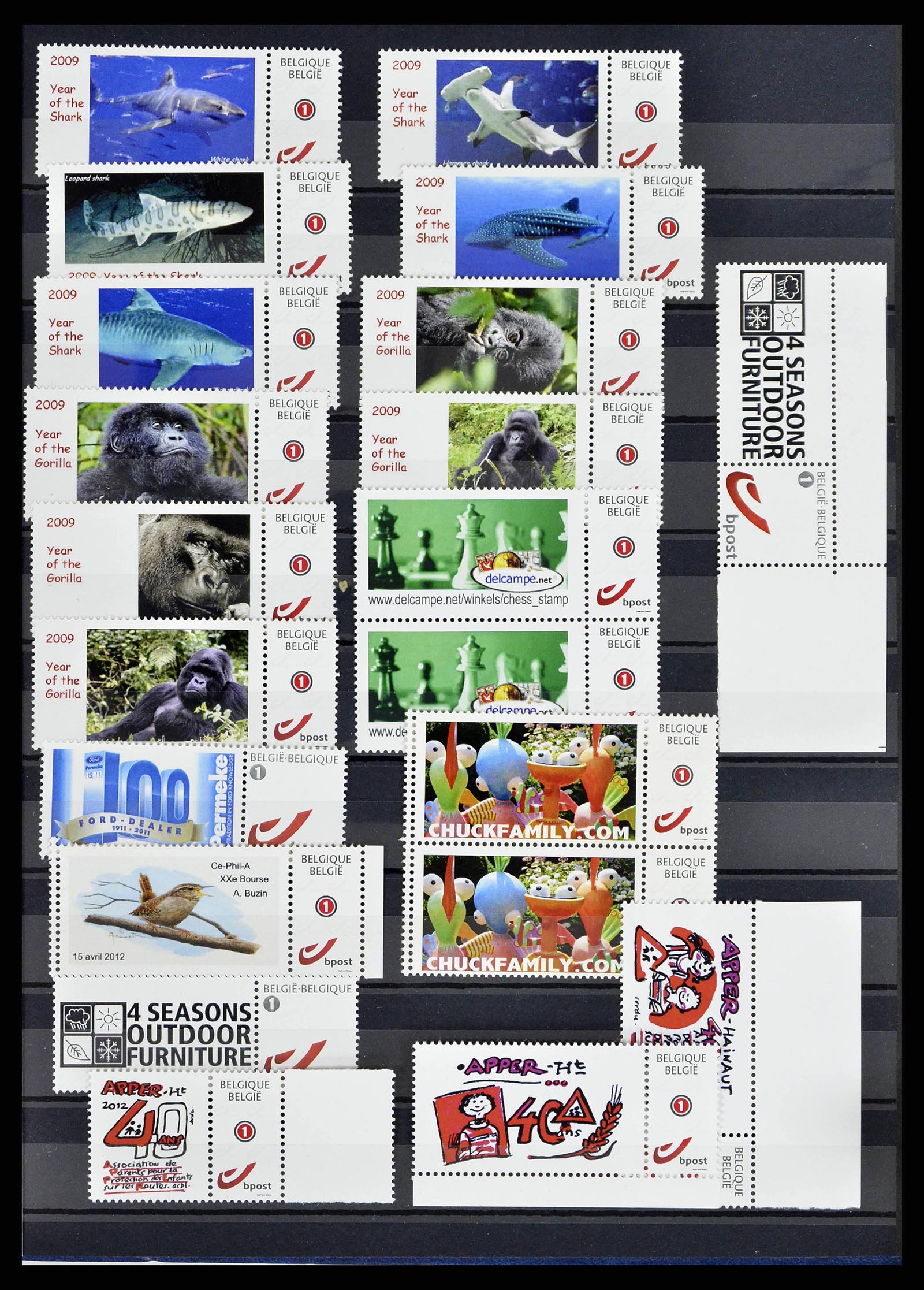 38564 0034 - Stamp collection 38564 Belgium duostamps 2001-2012.