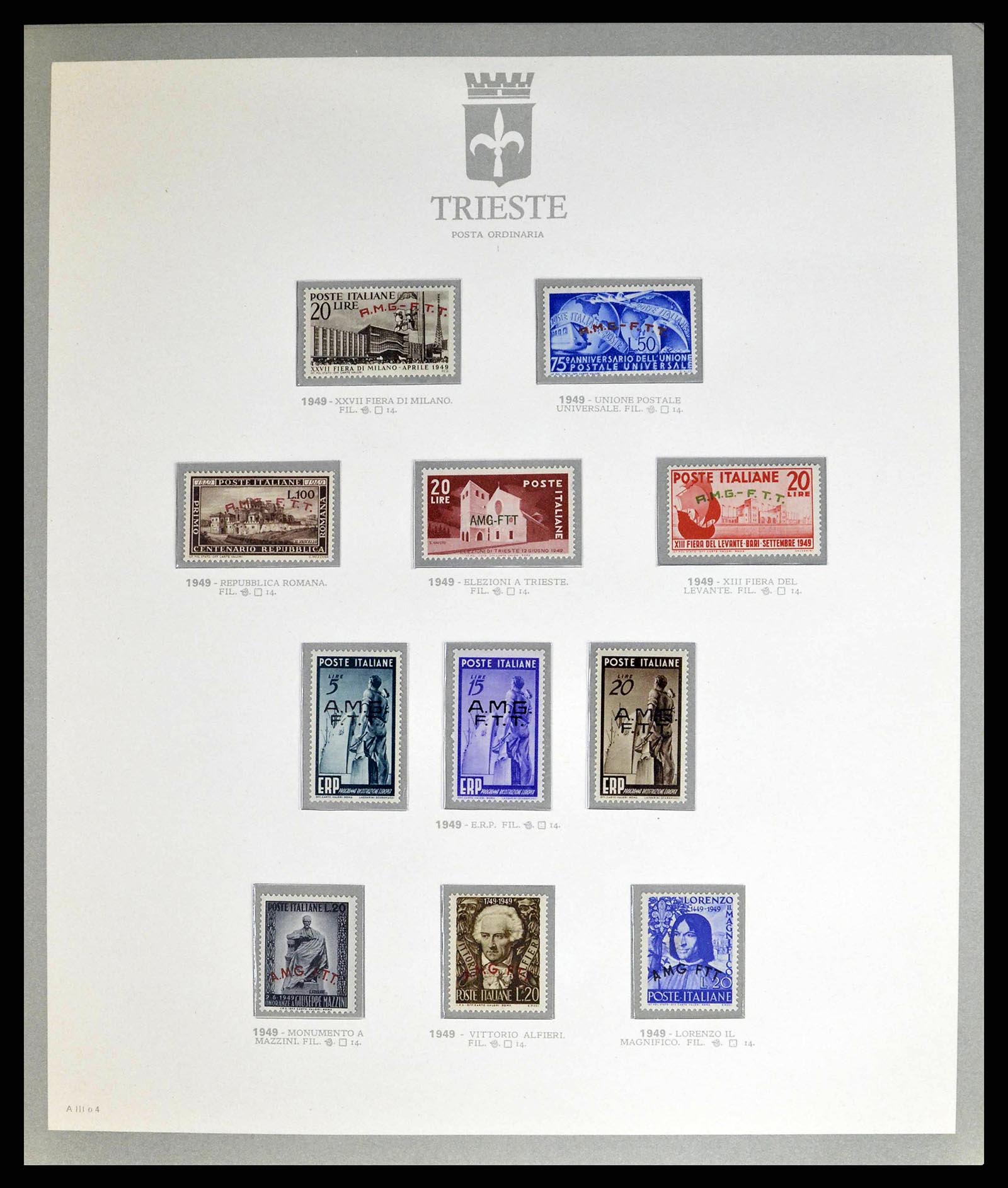 38590 0004 - Stamp collection 38590 Triest-A over-complete collection 1947-1954.