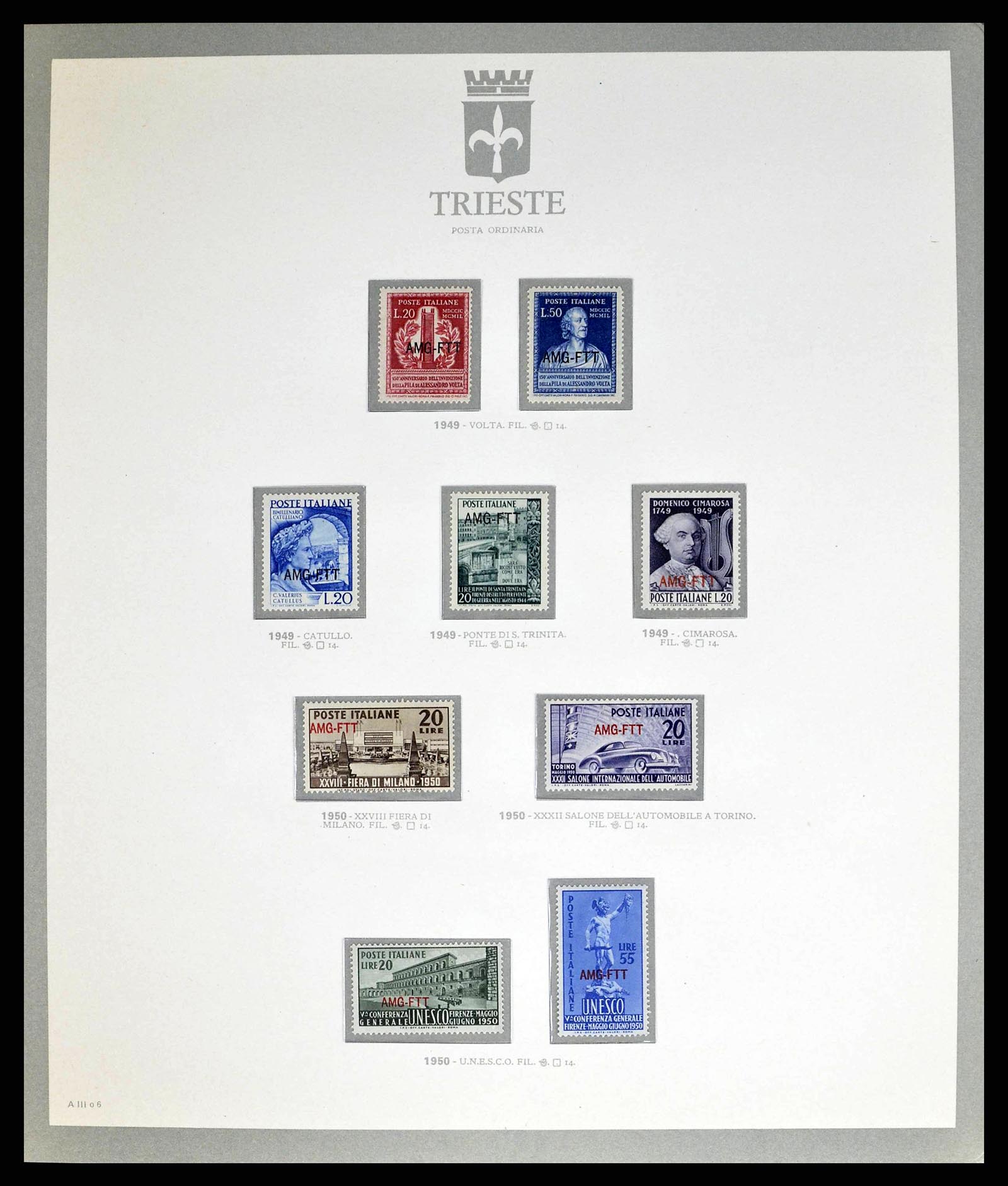 38590 0006 - Stamp collection 38590 Triest-A over-complete collection 1947-1954.