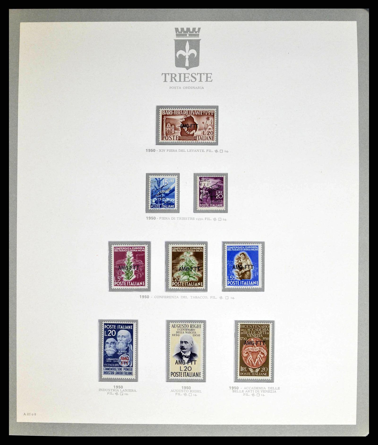 38590 0008 - Stamp collection 38590 Triest-A over-complete collection 1947-1954.
