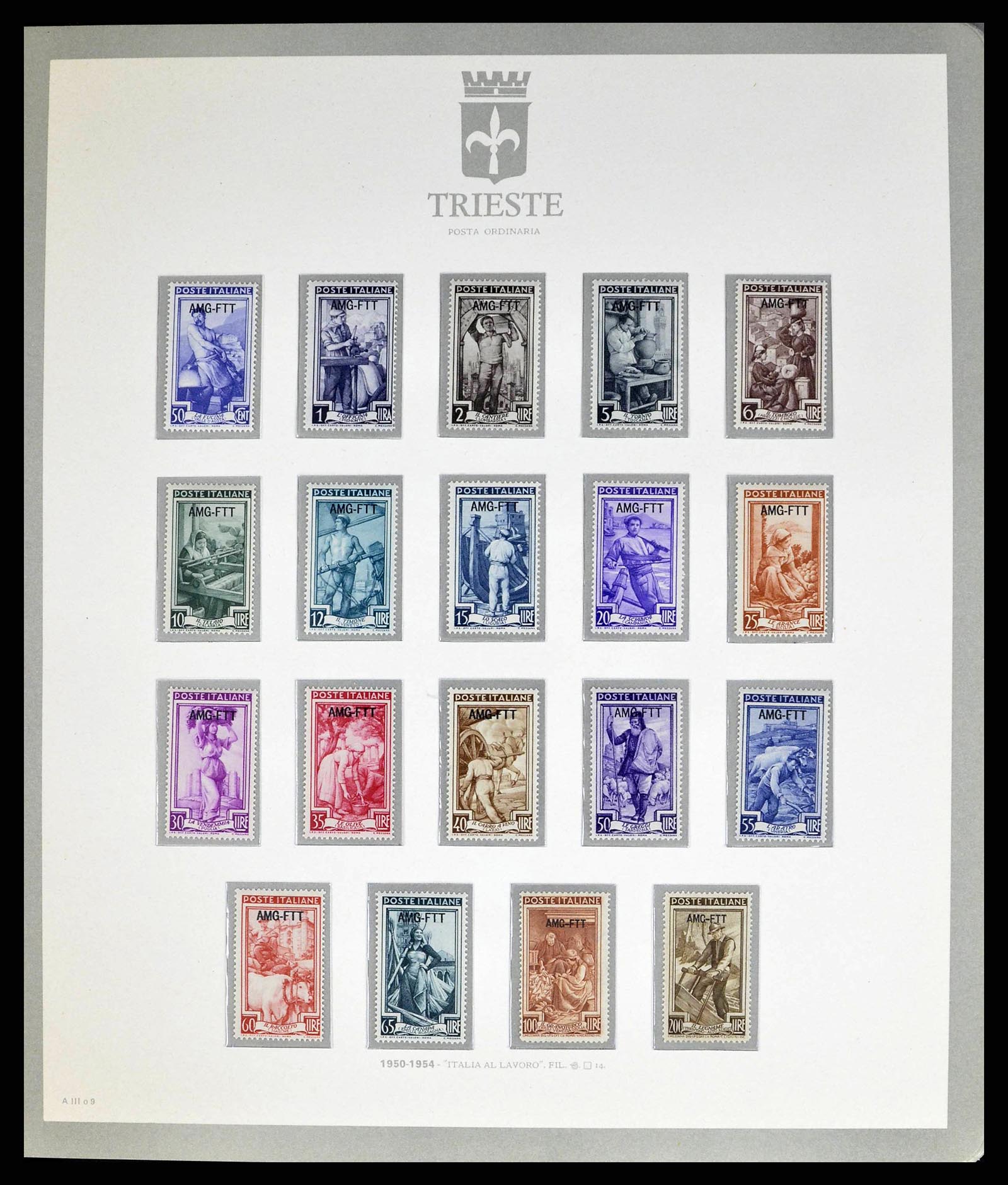 38590 0009 - Stamp collection 38590 Triest-A over-complete collection 1947-1954.
