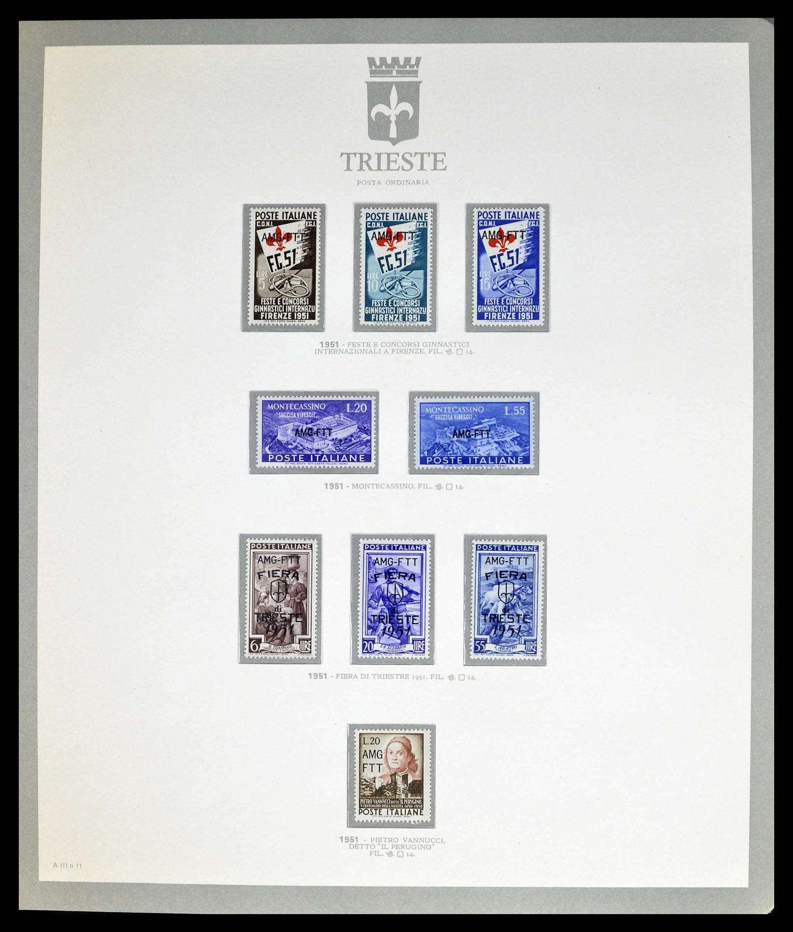 38590 0011 - Stamp collection 38590 Triest-A over-complete collection 1947-1954.