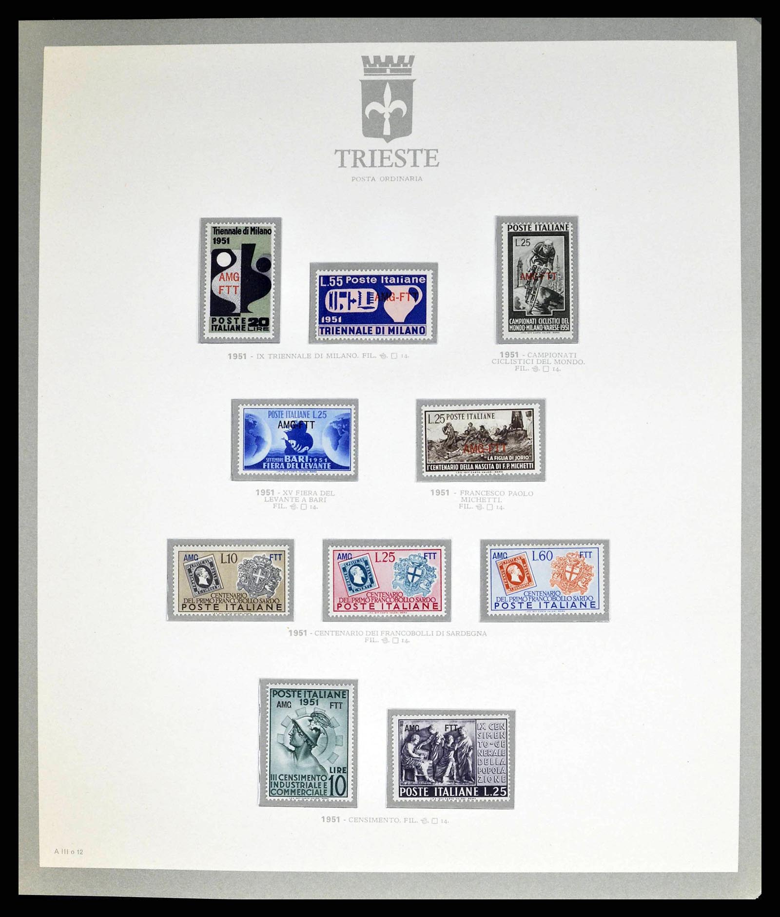 38590 0012 - Stamp collection 38590 Triest-A over-complete collection 1947-1954.