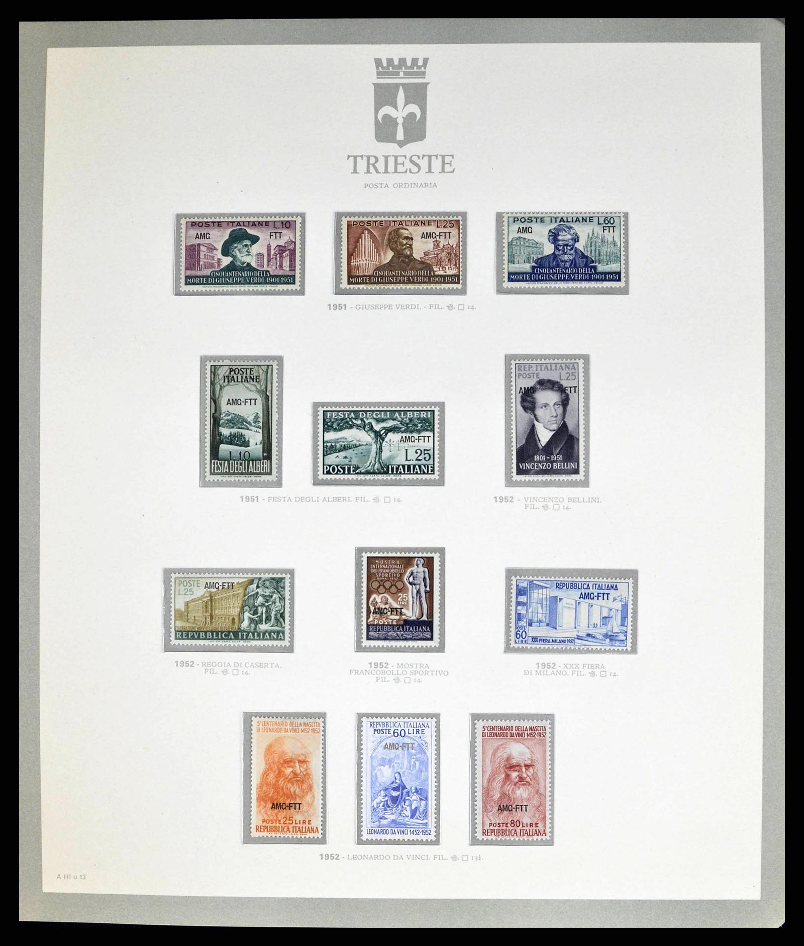 38590 0013 - Stamp collection 38590 Triest-A over-complete collection 1947-1954.
