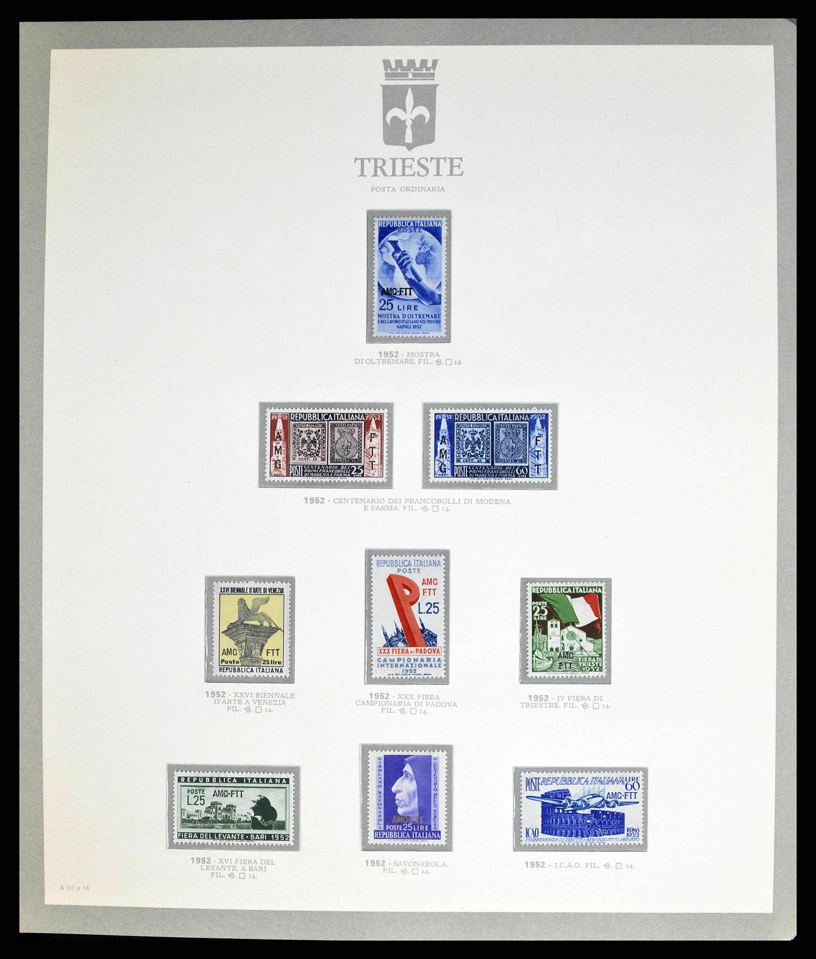 38590 0014 - Stamp collection 38590 Triest-A over-complete collection 1947-1954.