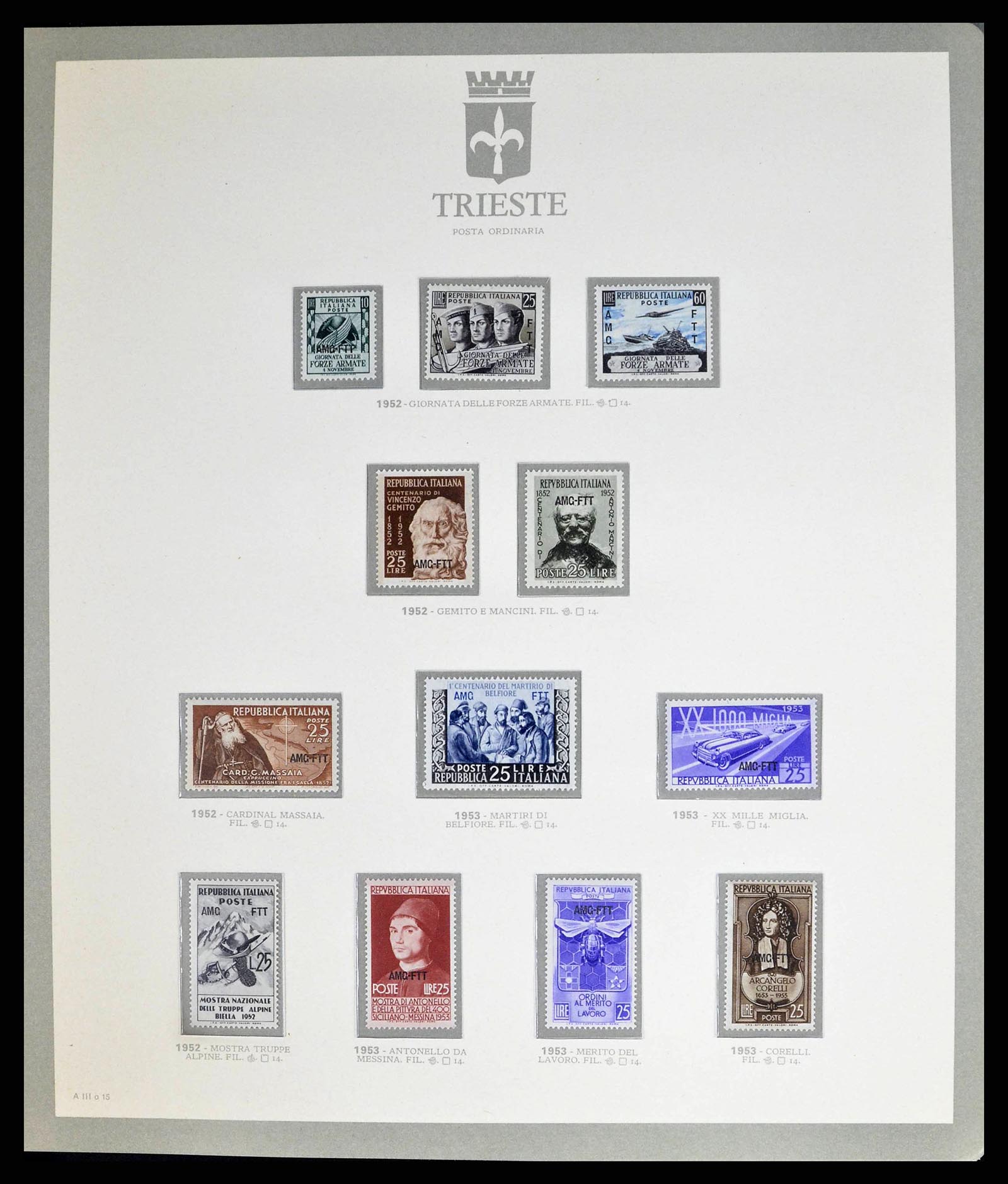 38590 0015 - Stamp collection 38590 Triest-A over-complete collection 1947-1954.