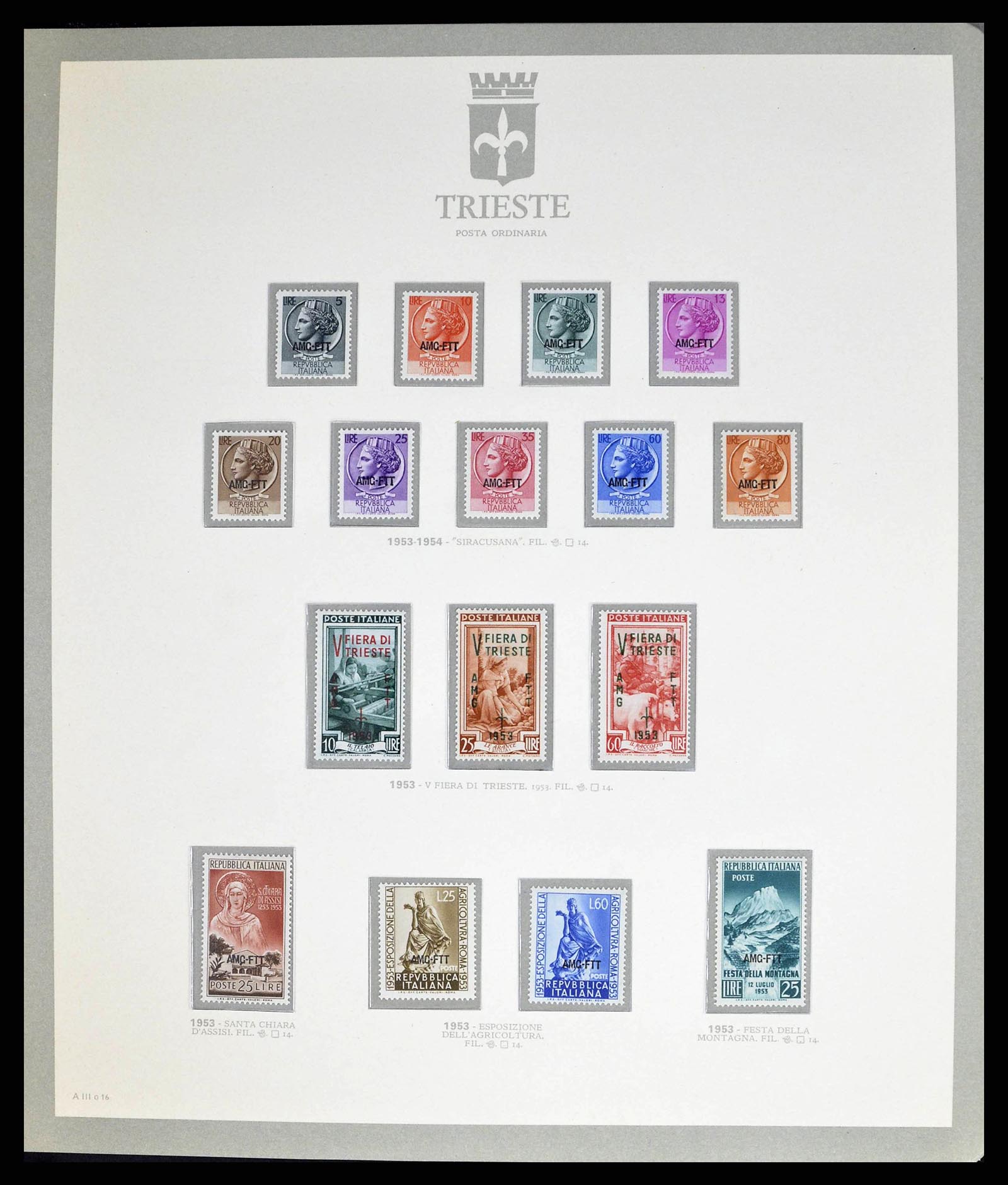 38590 0016 - Stamp collection 38590 Triest-A over-complete collection 1947-1954.