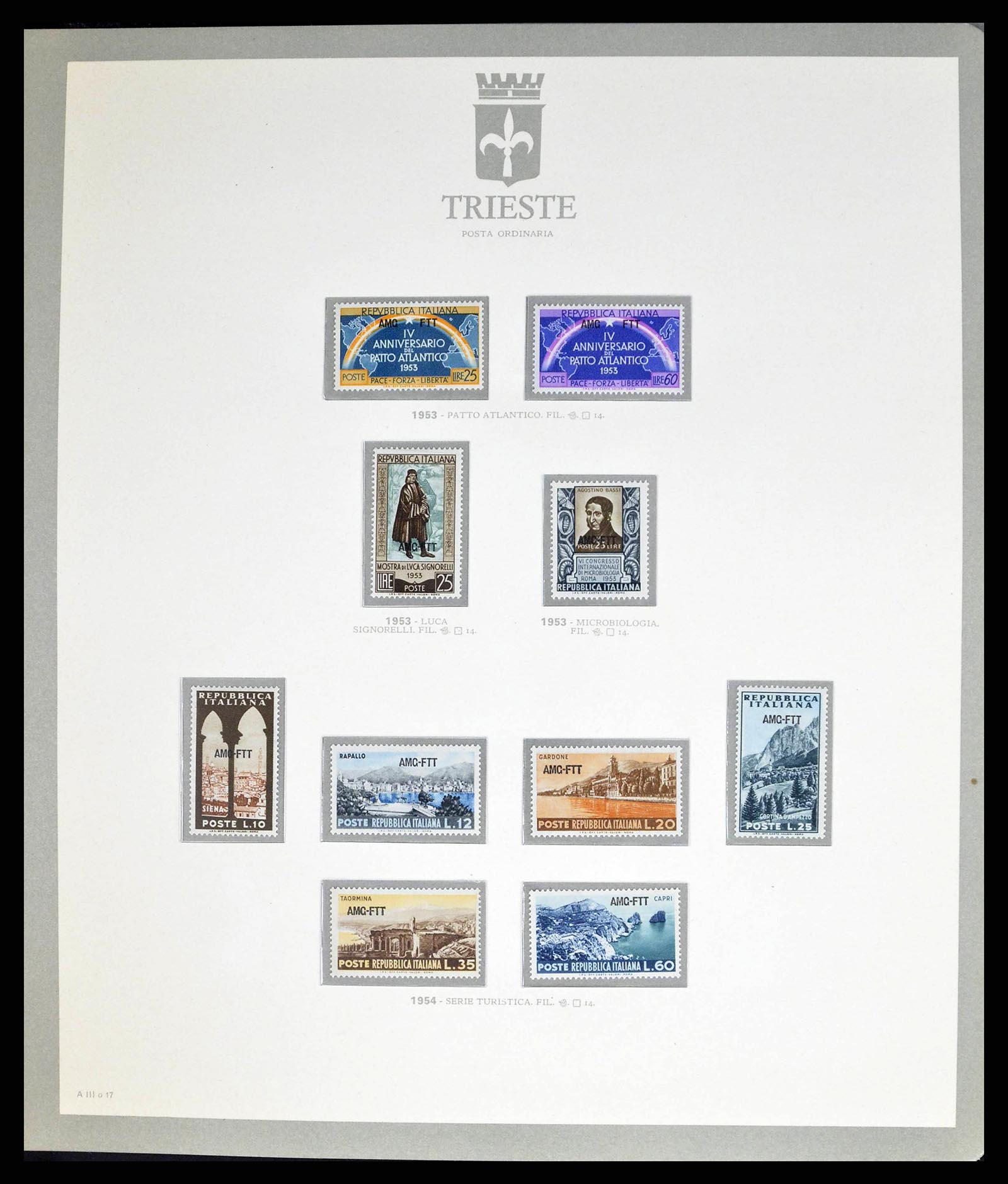 38590 0017 - Stamp collection 38590 Triest-A over-complete collection 1947-1954.