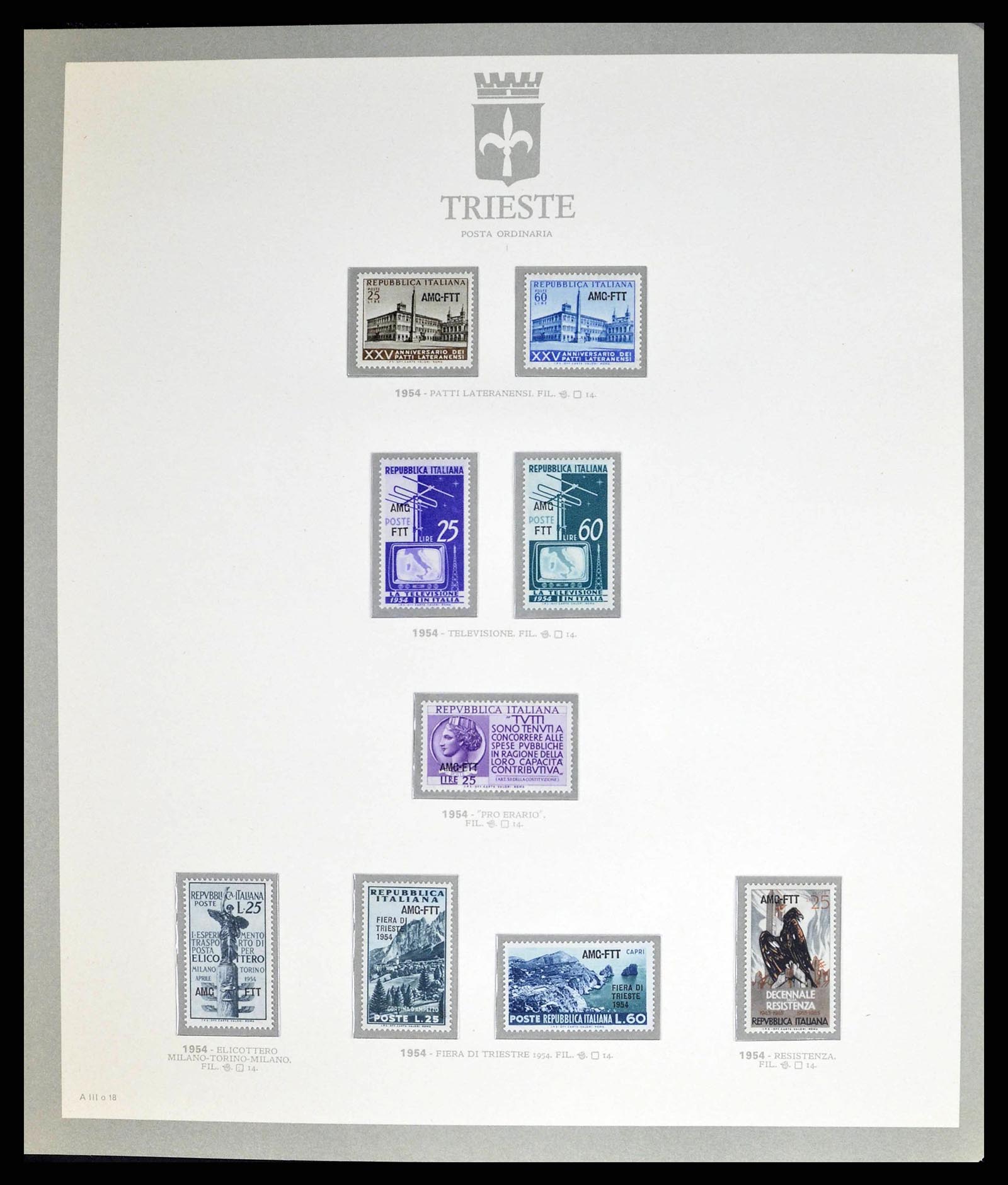 38590 0018 - Stamp collection 38590 Triest-A over-complete collection 1947-1954.