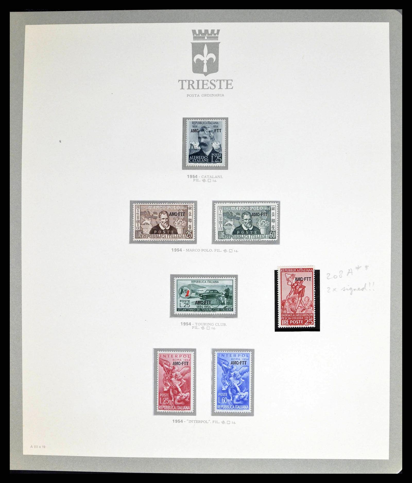 38590 0019 - Stamp collection 38590 Triest-A over-complete collection 1947-1954.