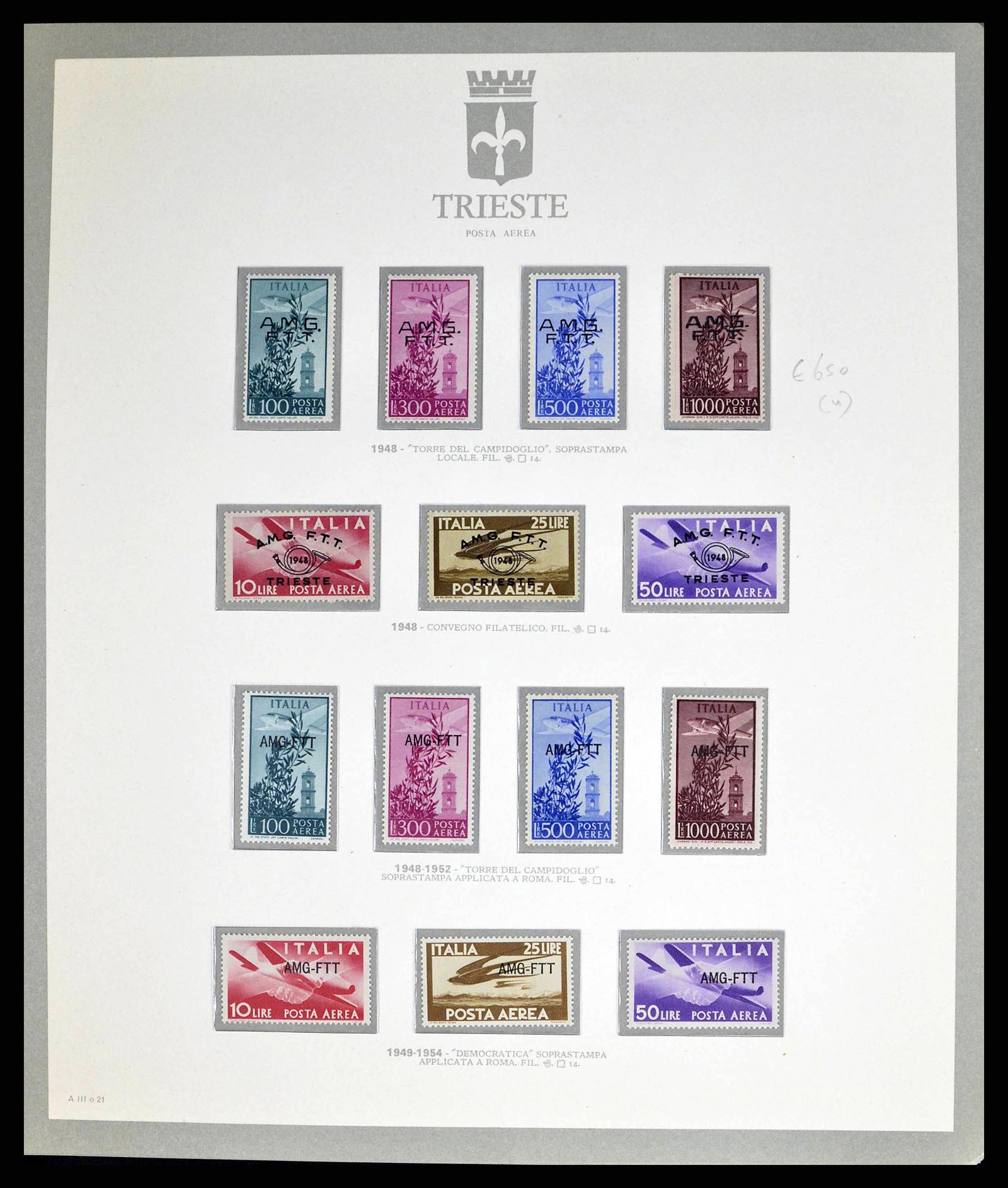 38590 0021 - Stamp collection 38590 Triest-A over-complete collection 1947-1954.