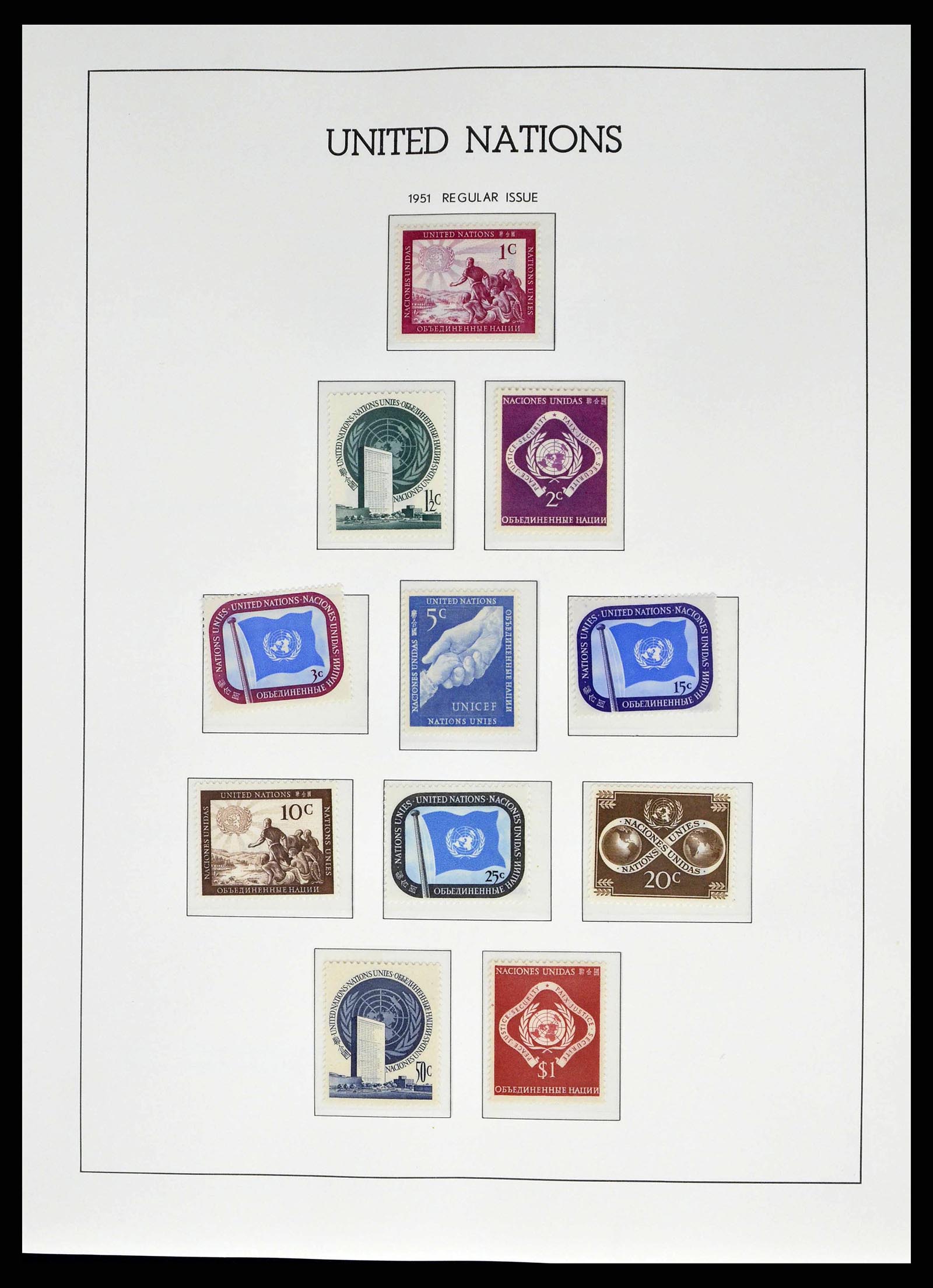 38607 0001 - Postzegelverzameling 38607 Verenigde Naties New York compleet 1951-20