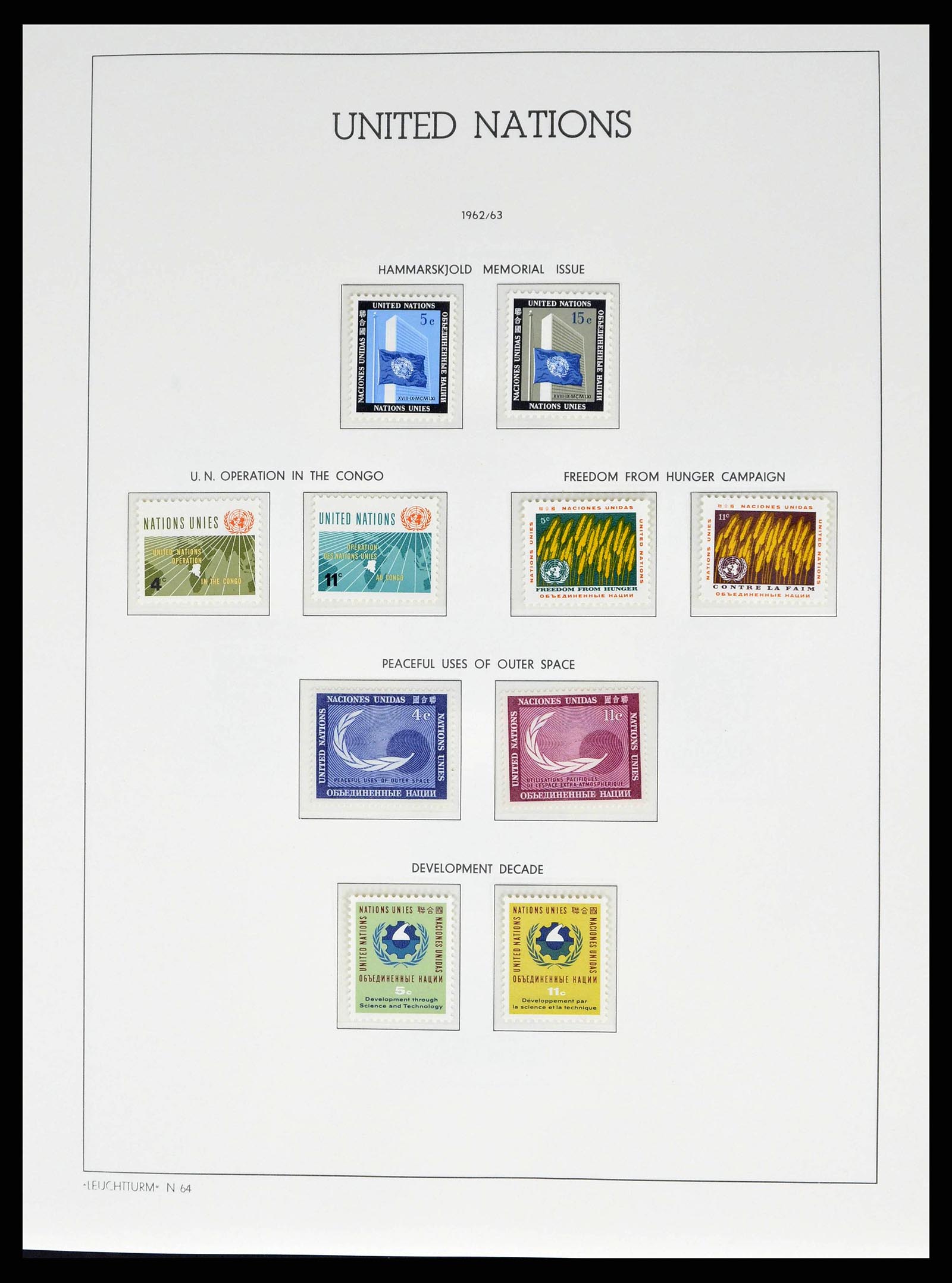 38607 0020 - Postzegelverzameling 38607 Verenigde Naties New York compleet 1951-20