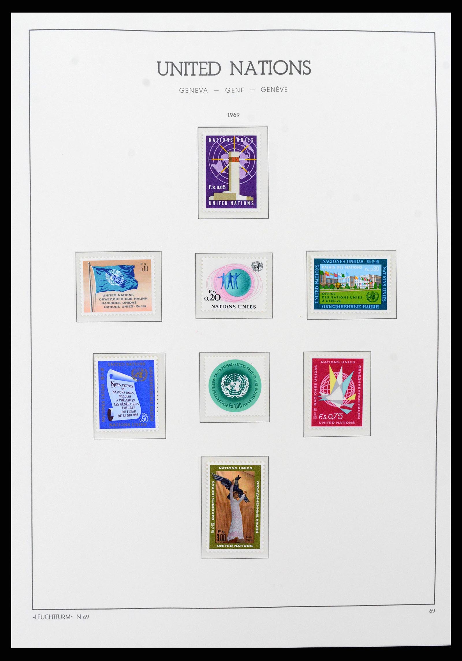 38609 0001 - Stamp collection 38609 United Nations Geneva complete collection 1969-20