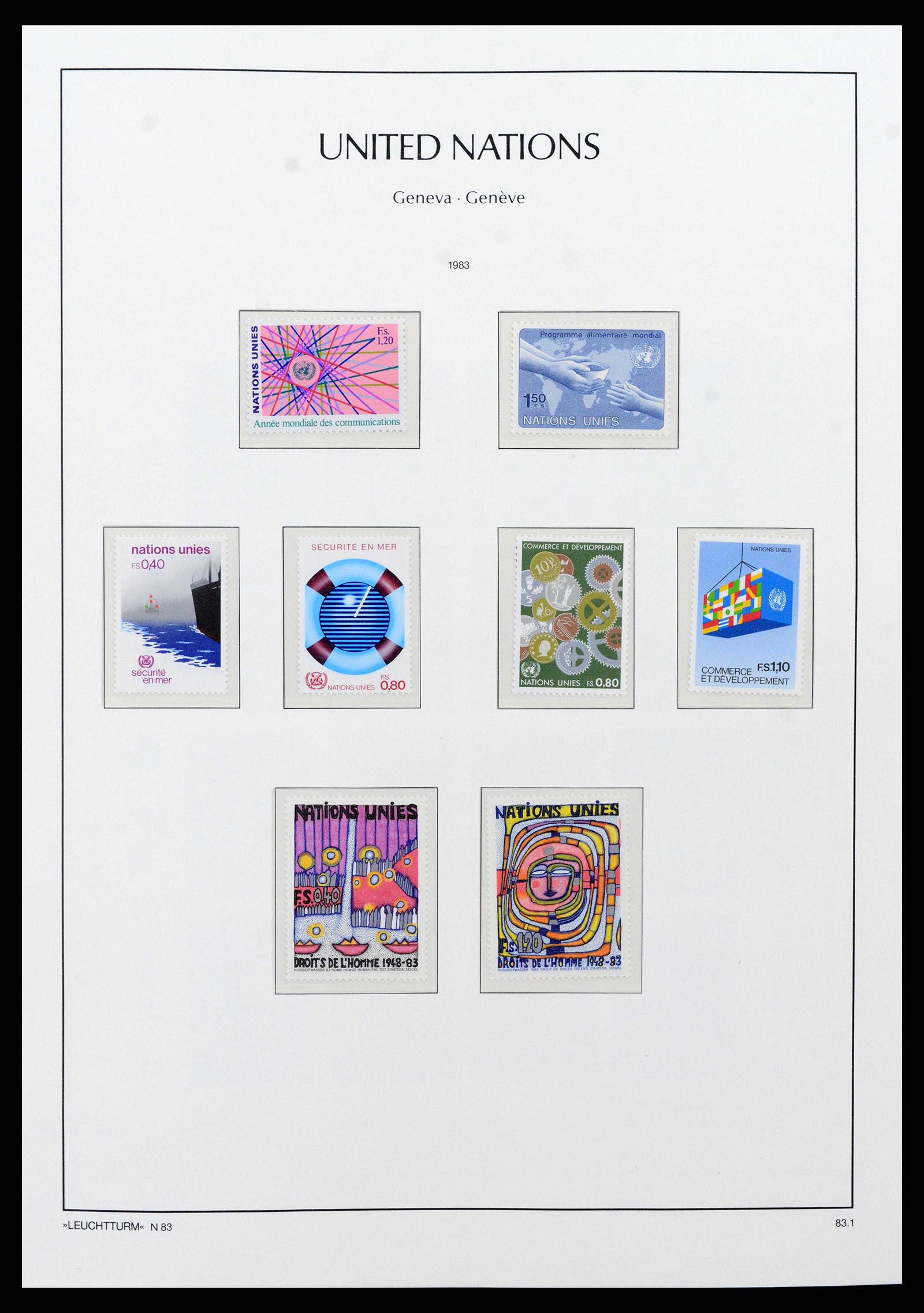 38609 0022 - Postzegelverzameling 38609 Verenigde Naties Genève compleet 1969-2013