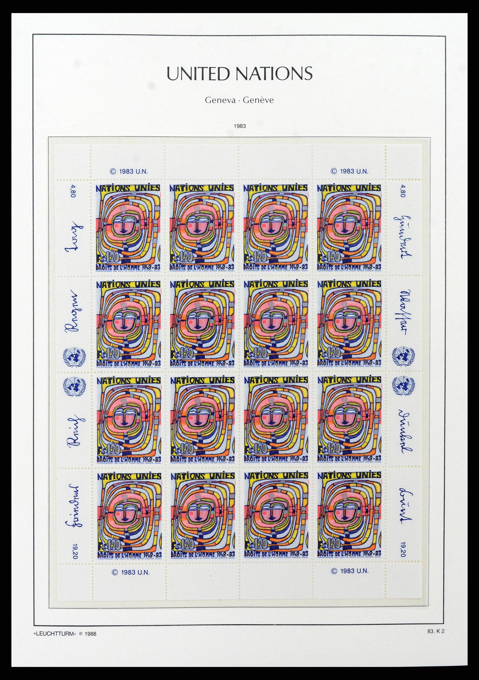 38609 0024 - Postzegelverzameling 38609 Verenigde Naties Genève compleet 1969-2013