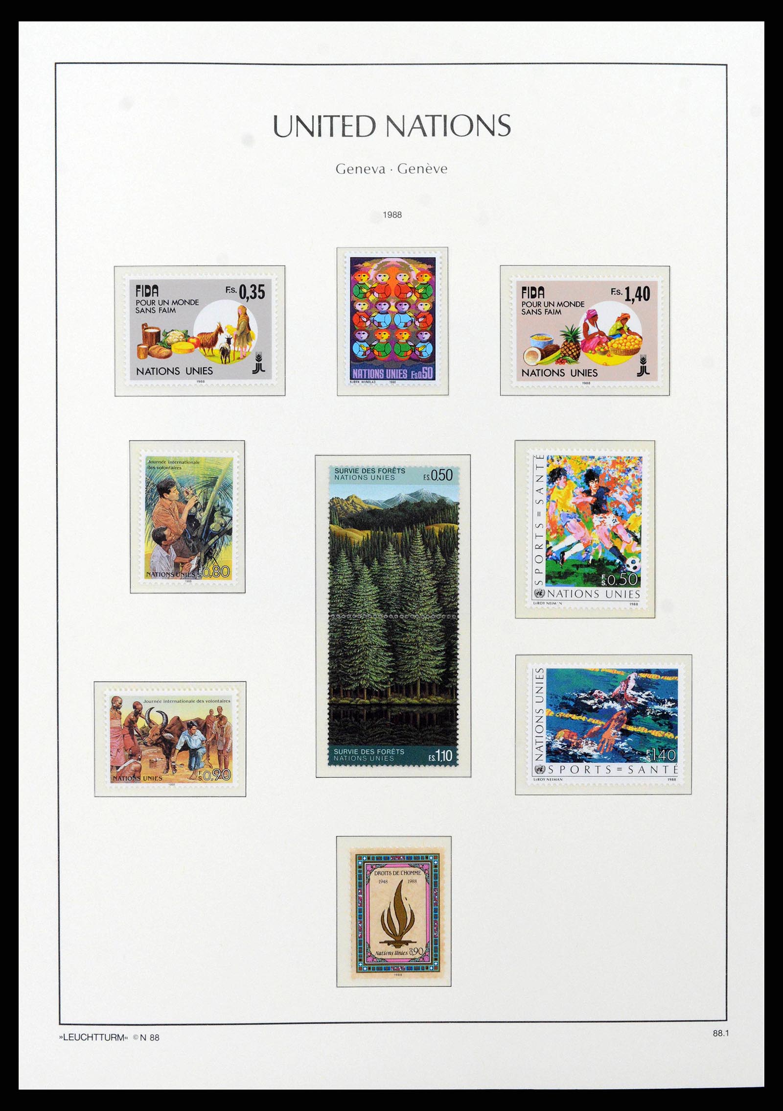 38609 0032 - Stamp collection 38609 United Nations Geneva complete collection 1969-20